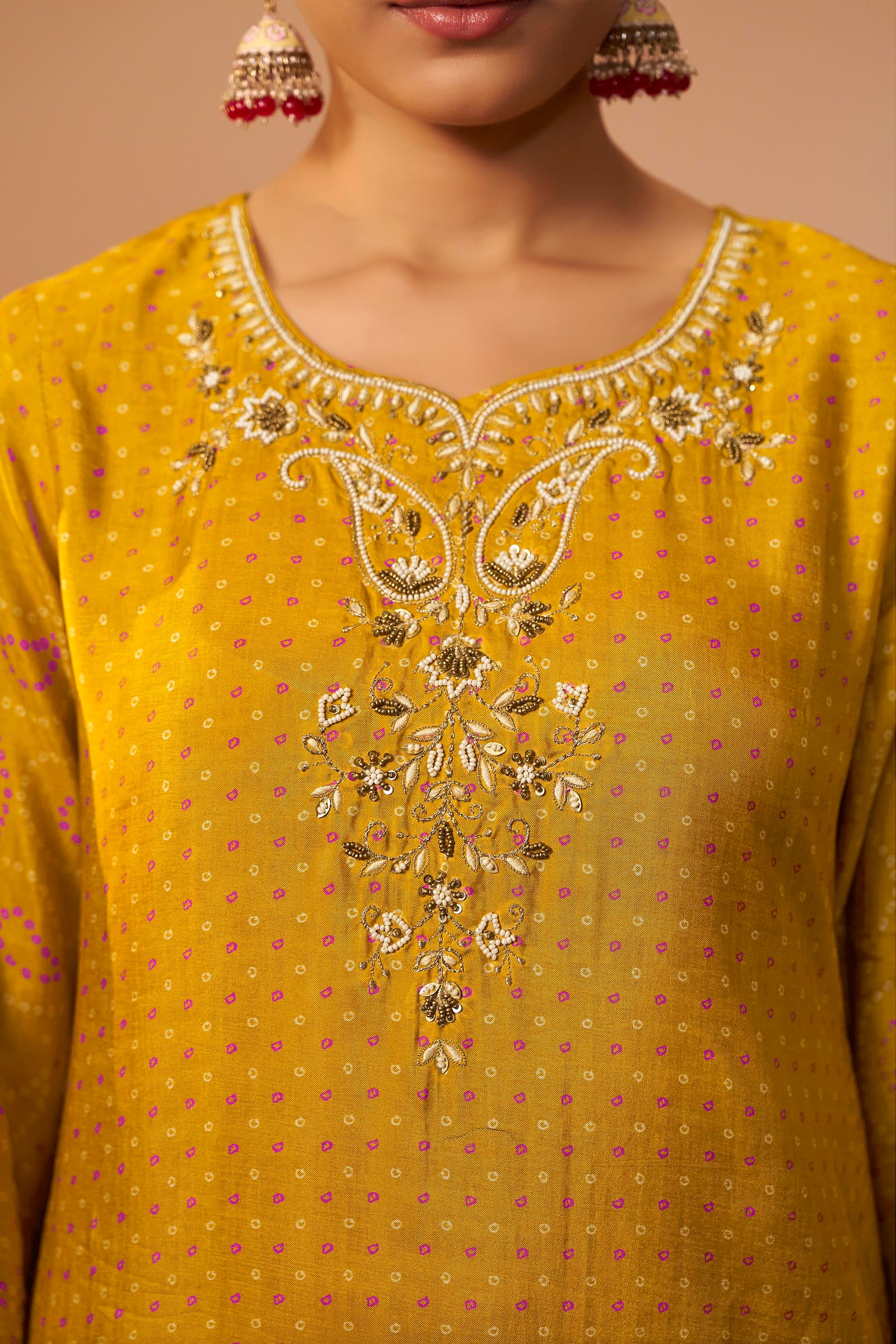 Digital Print Bandhani Kurta Set