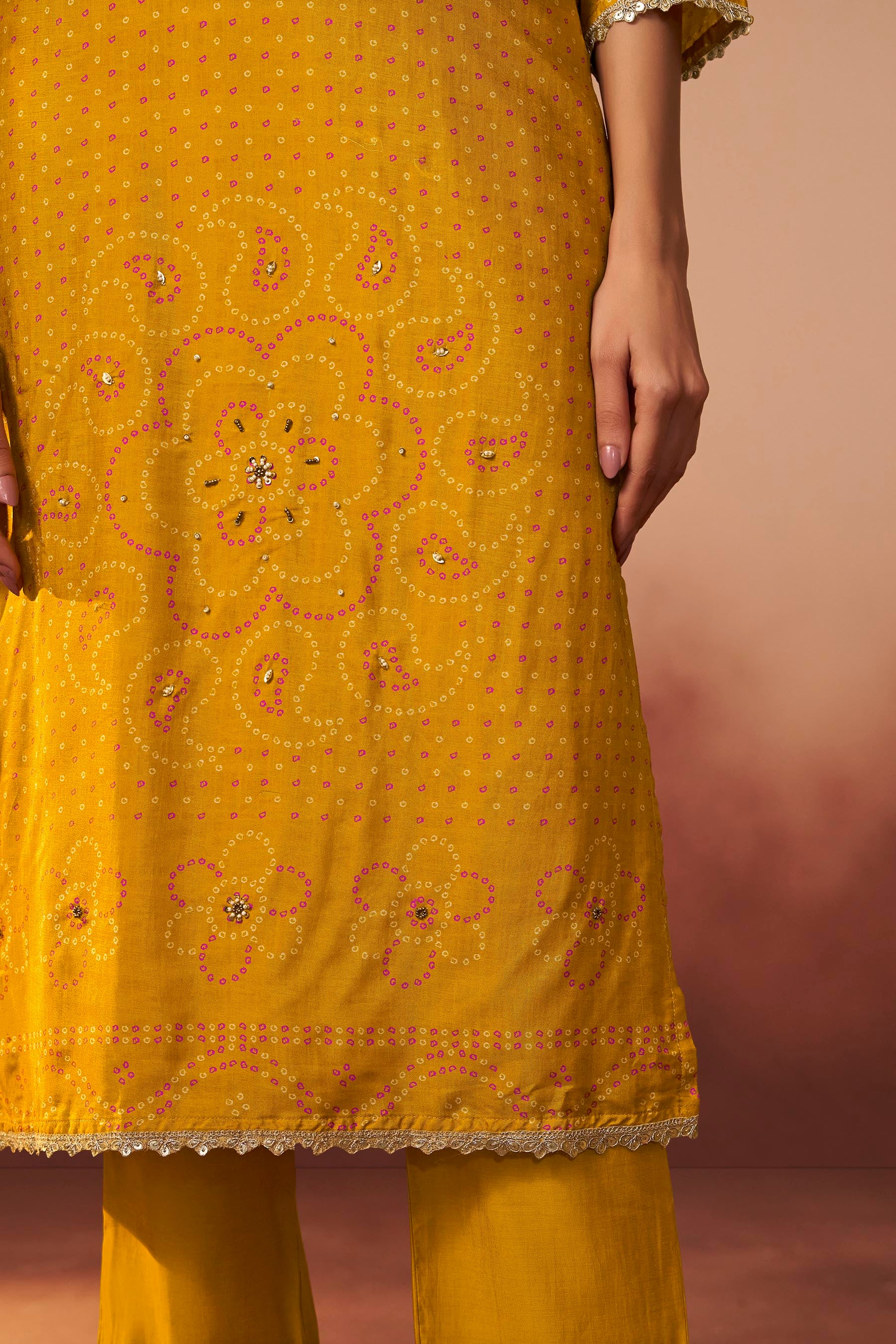 Digital Print Bandhani Kurta Set