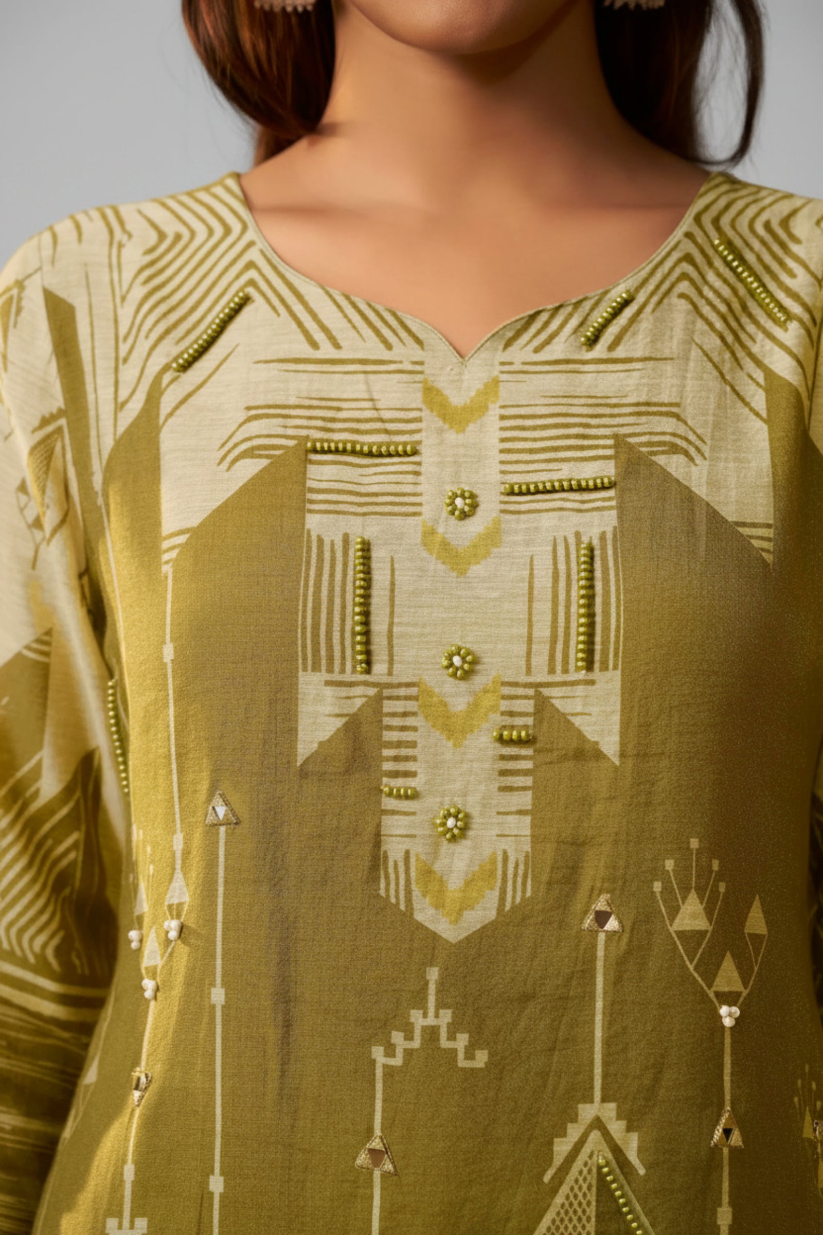 Shimmer Linen Digital Print Set β Green