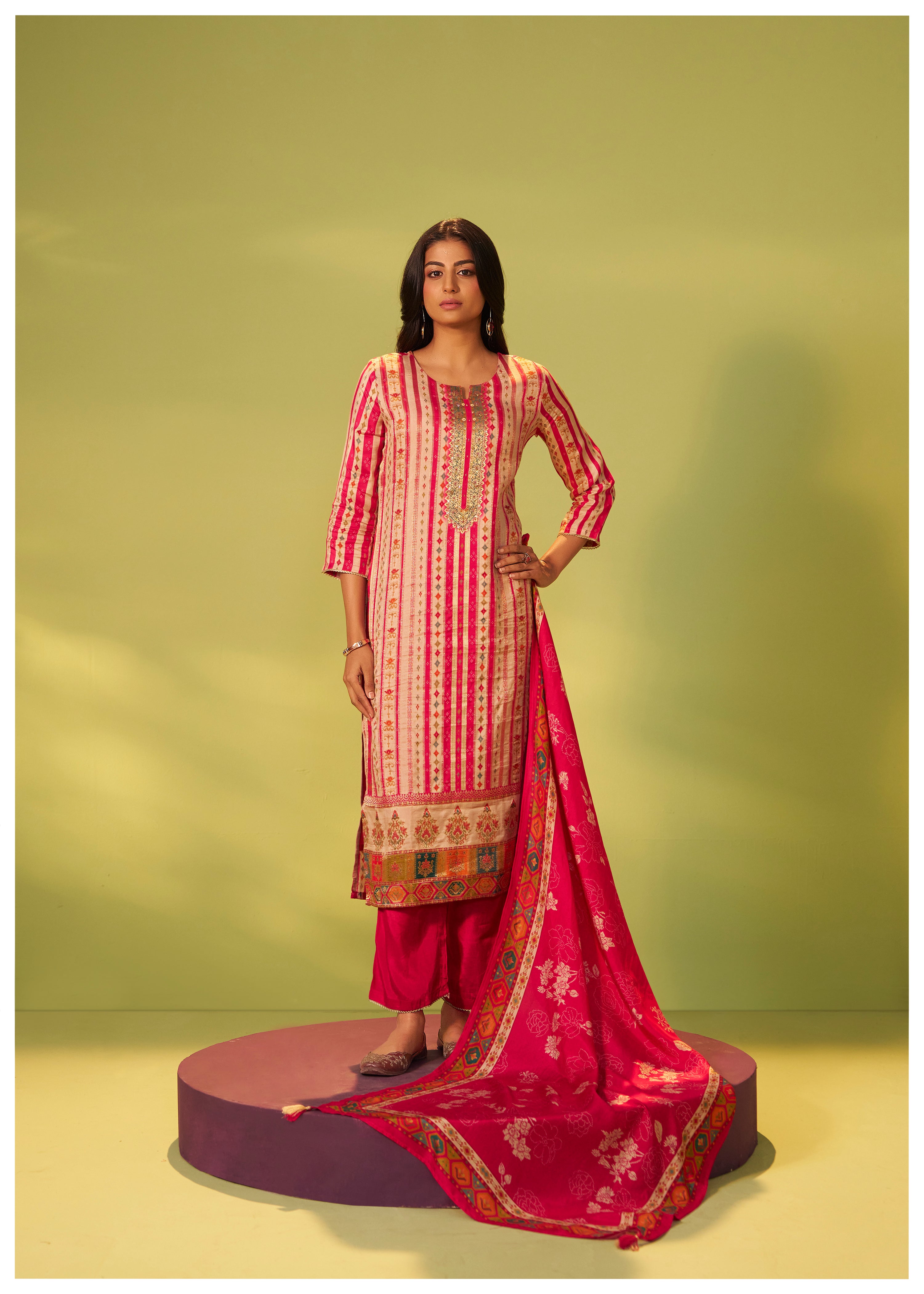 Position Print Russian Silk Kurta Set