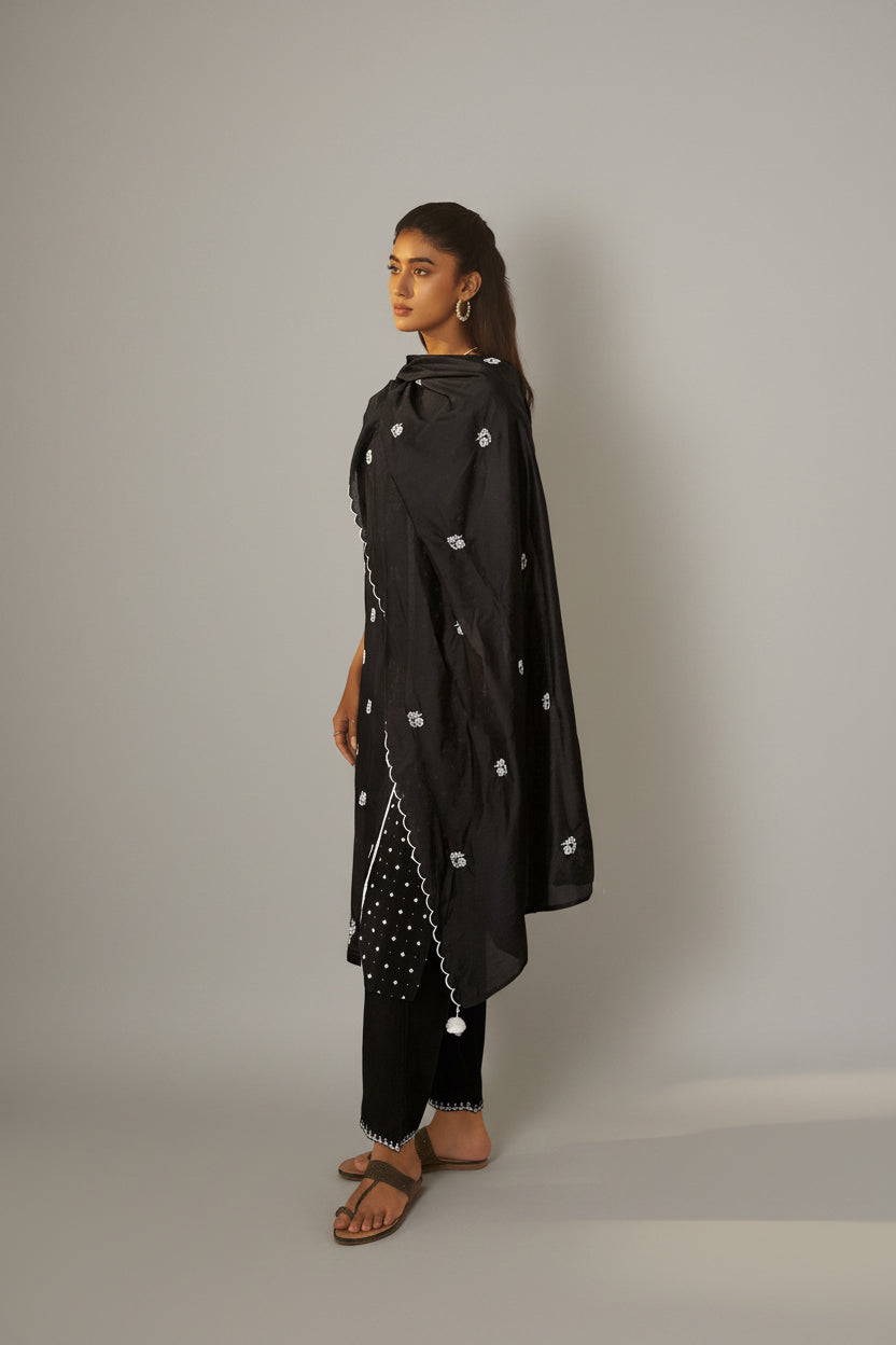 Midnight Chikankari Modal Chanderi Kurta Set
