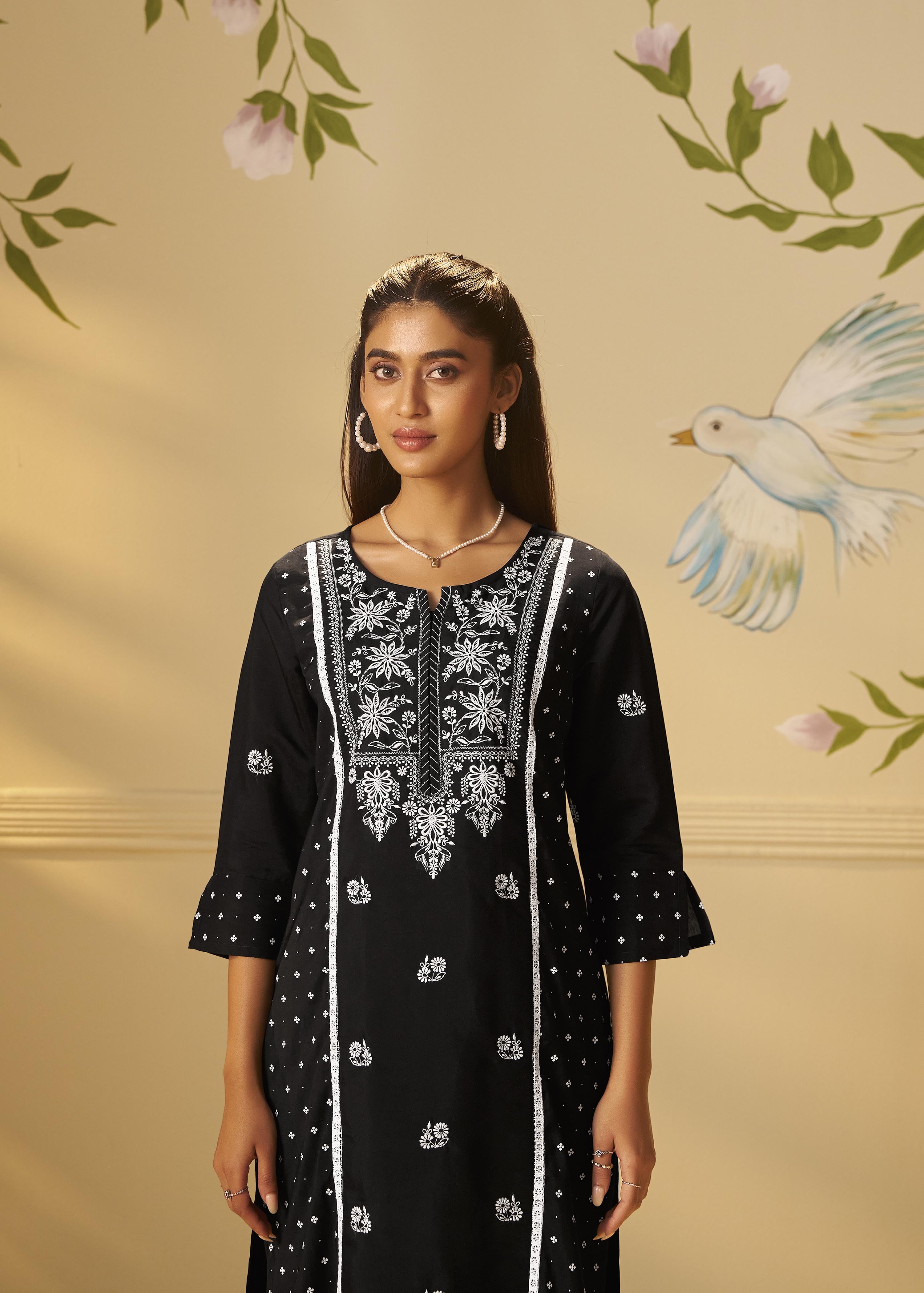 Midnight Chikankari Modal Chanderi Kurta Set