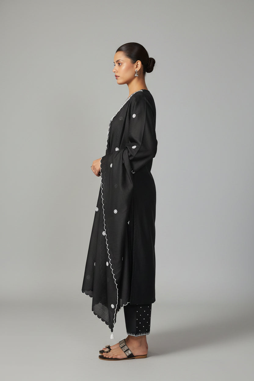 Black Chikankari Modal Chanderi Kurta Set