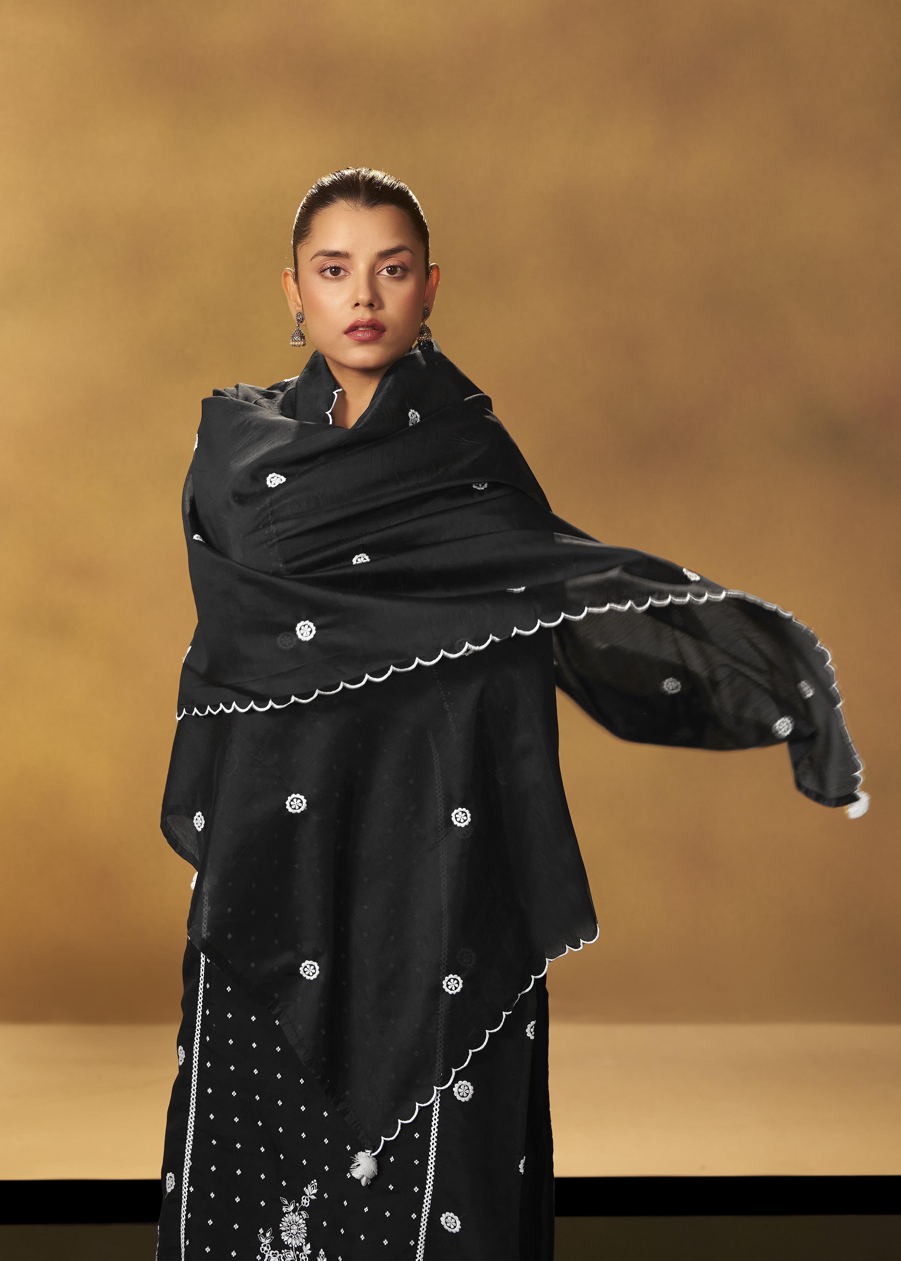 Black Chikankari Modal Chanderi Kurta Set