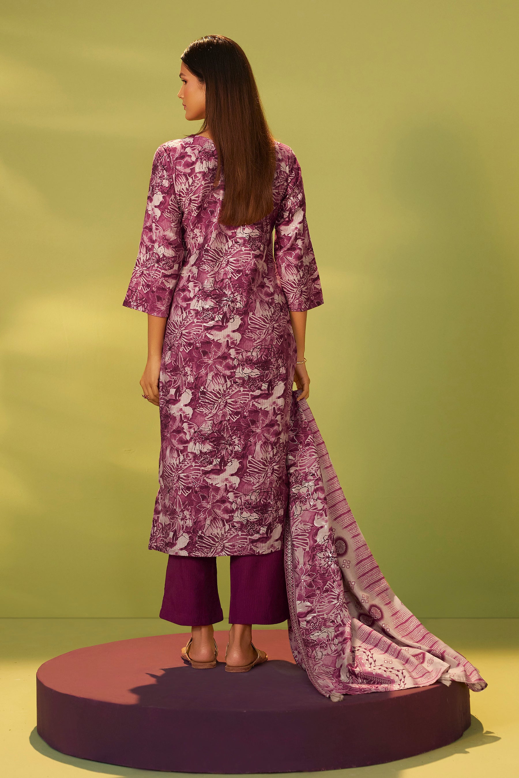 Berry Wine Silk Kurta Set