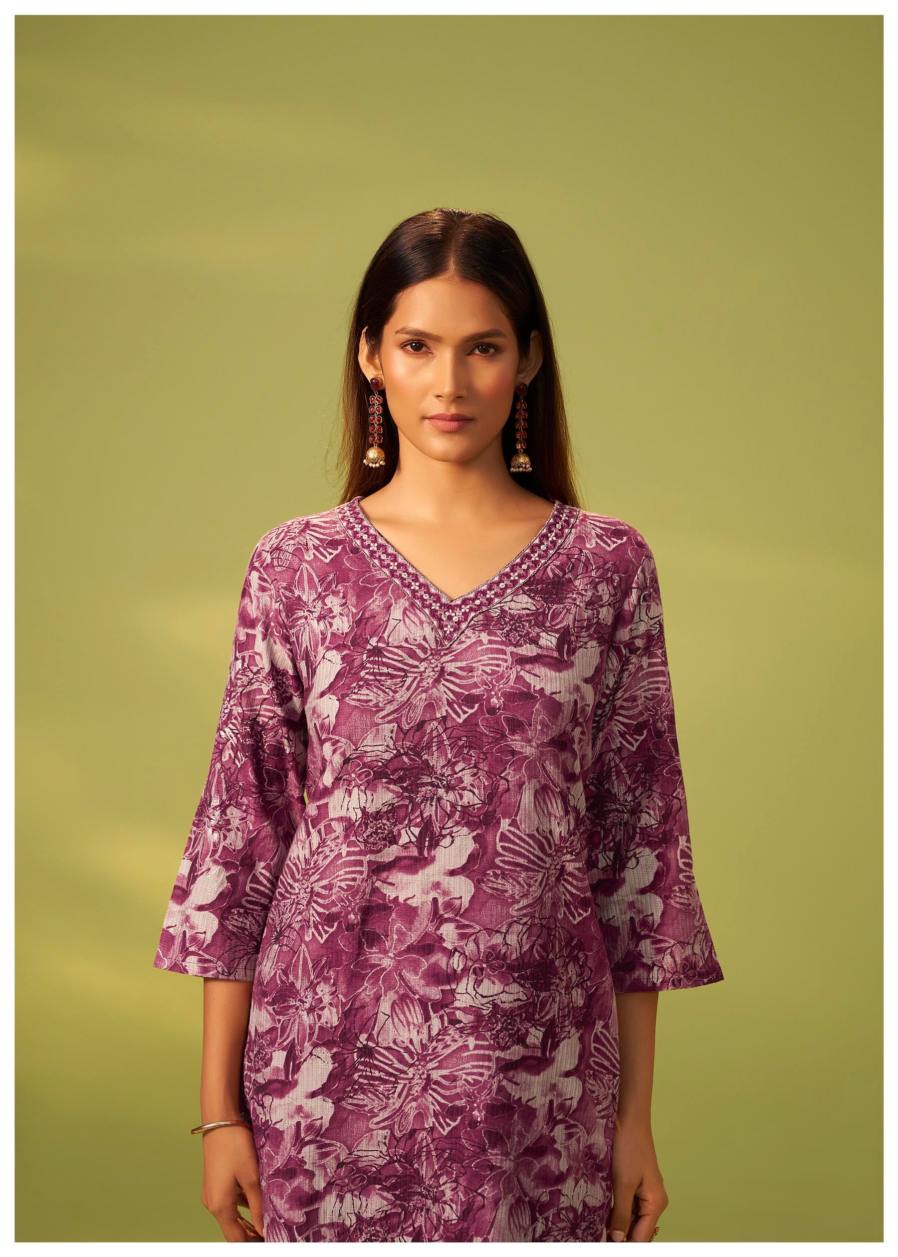 Berry Wine Silk Kurta Set