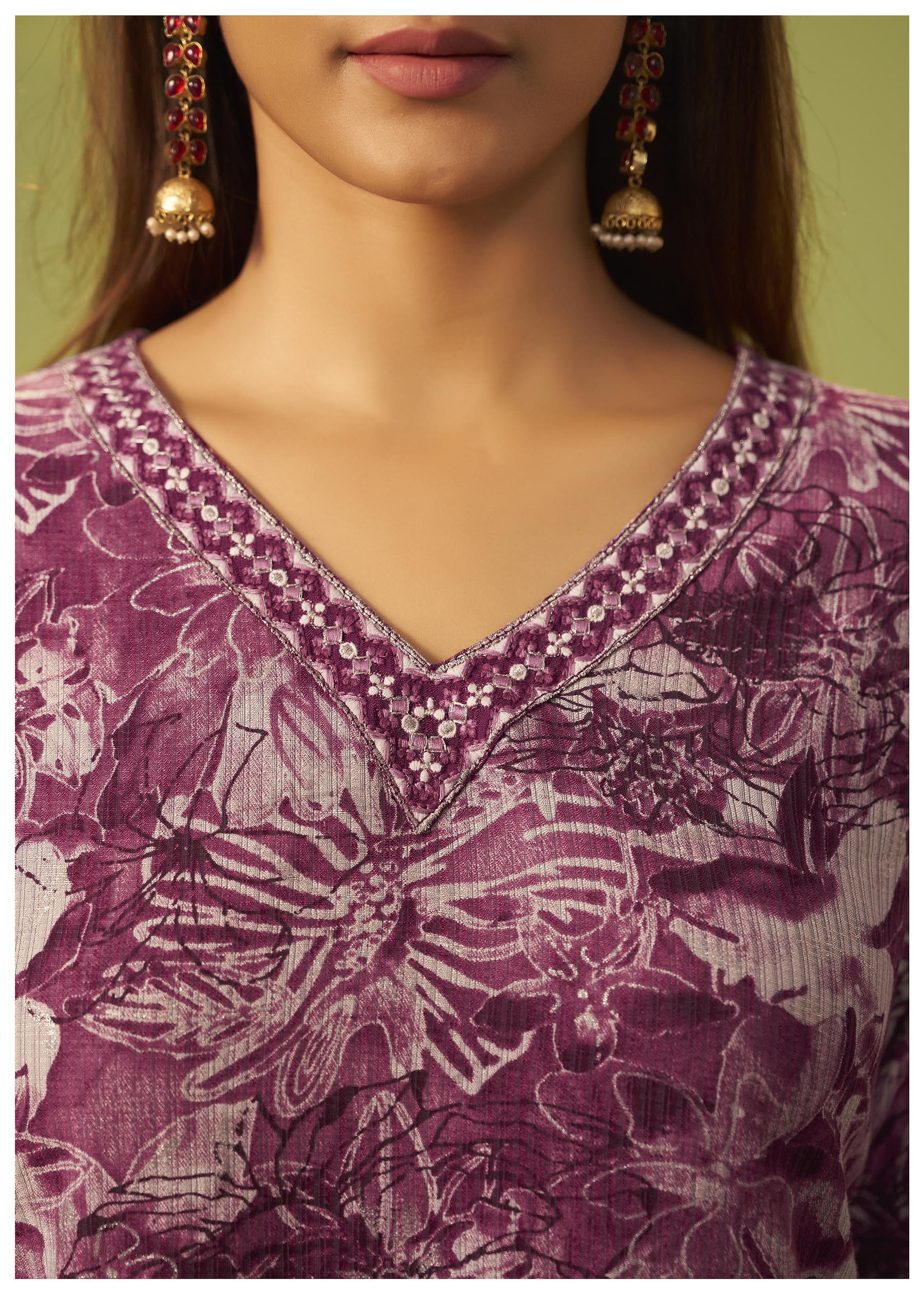 Berry Wine Silk Kurta Set