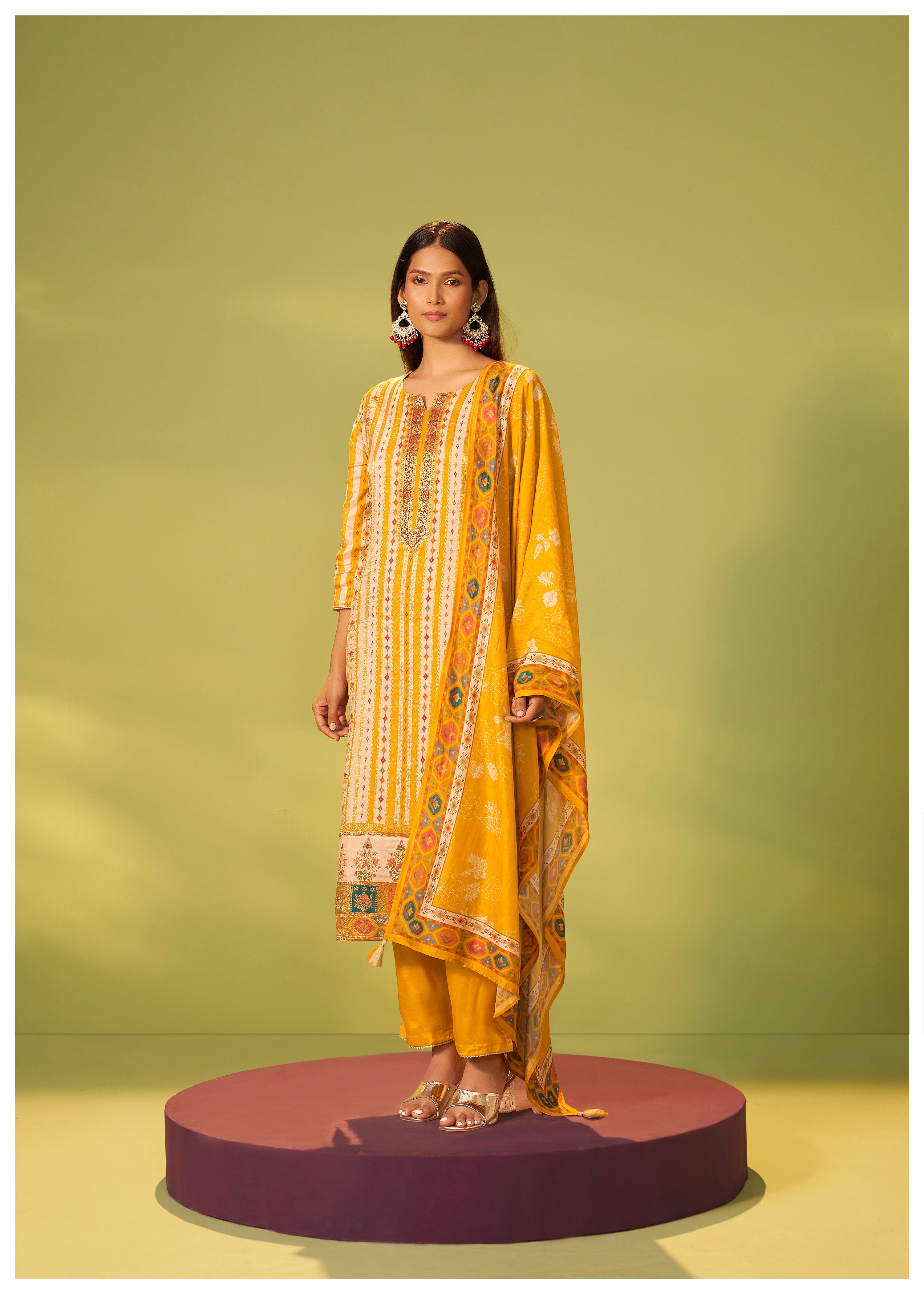 Position Print Russian Silk Kurta Set