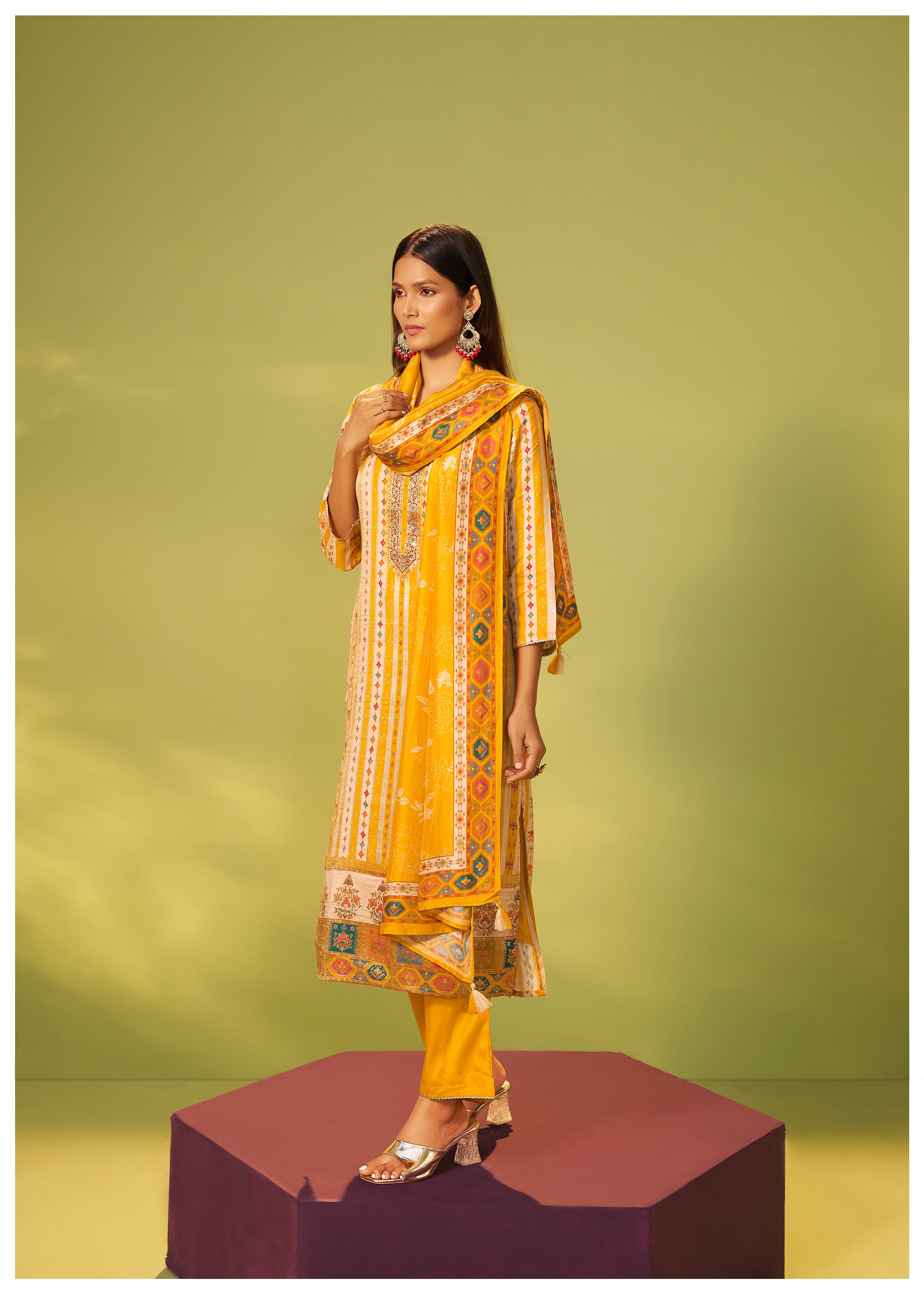 Position Print Russian Silk Kurta Set