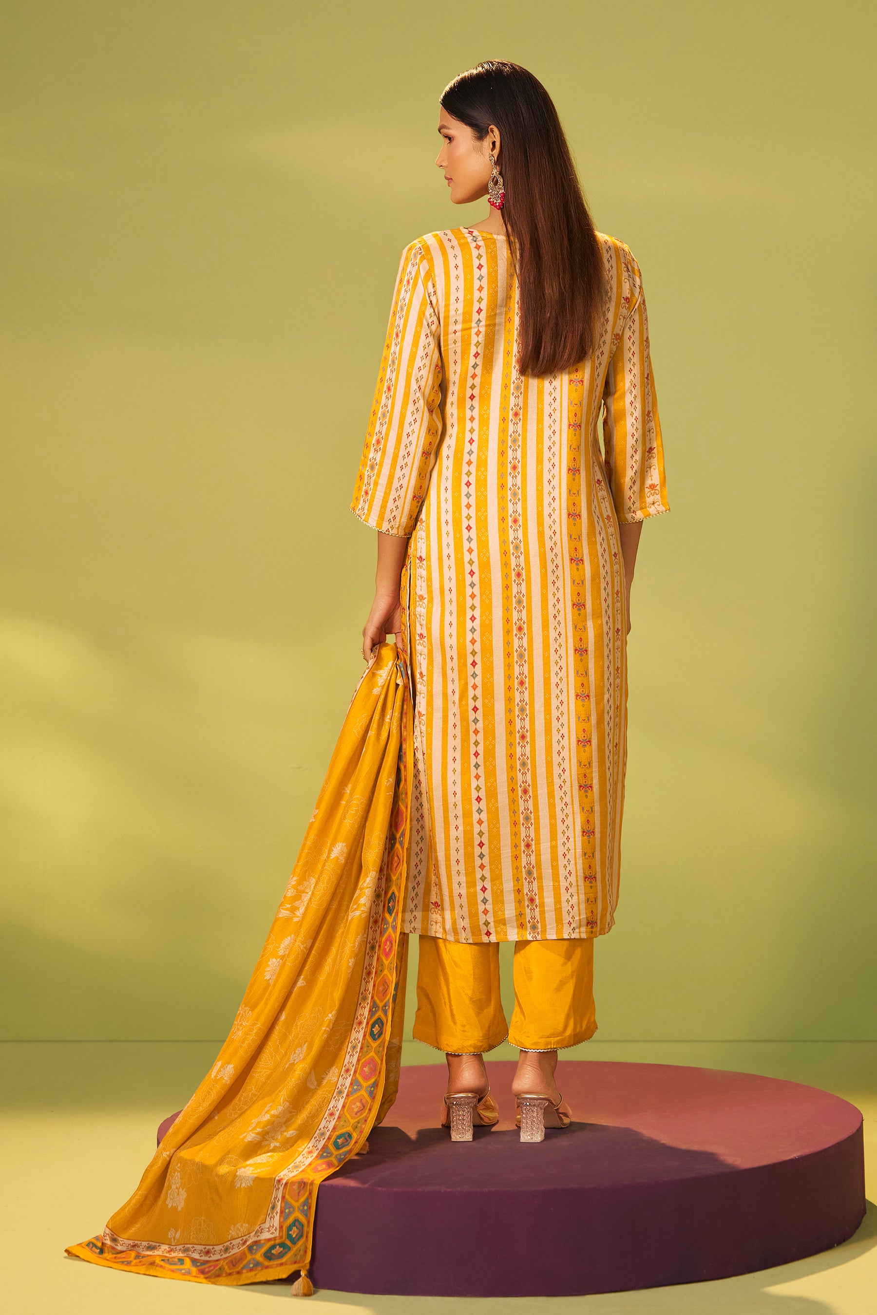 Russian Silk with Position Print Kurta Set