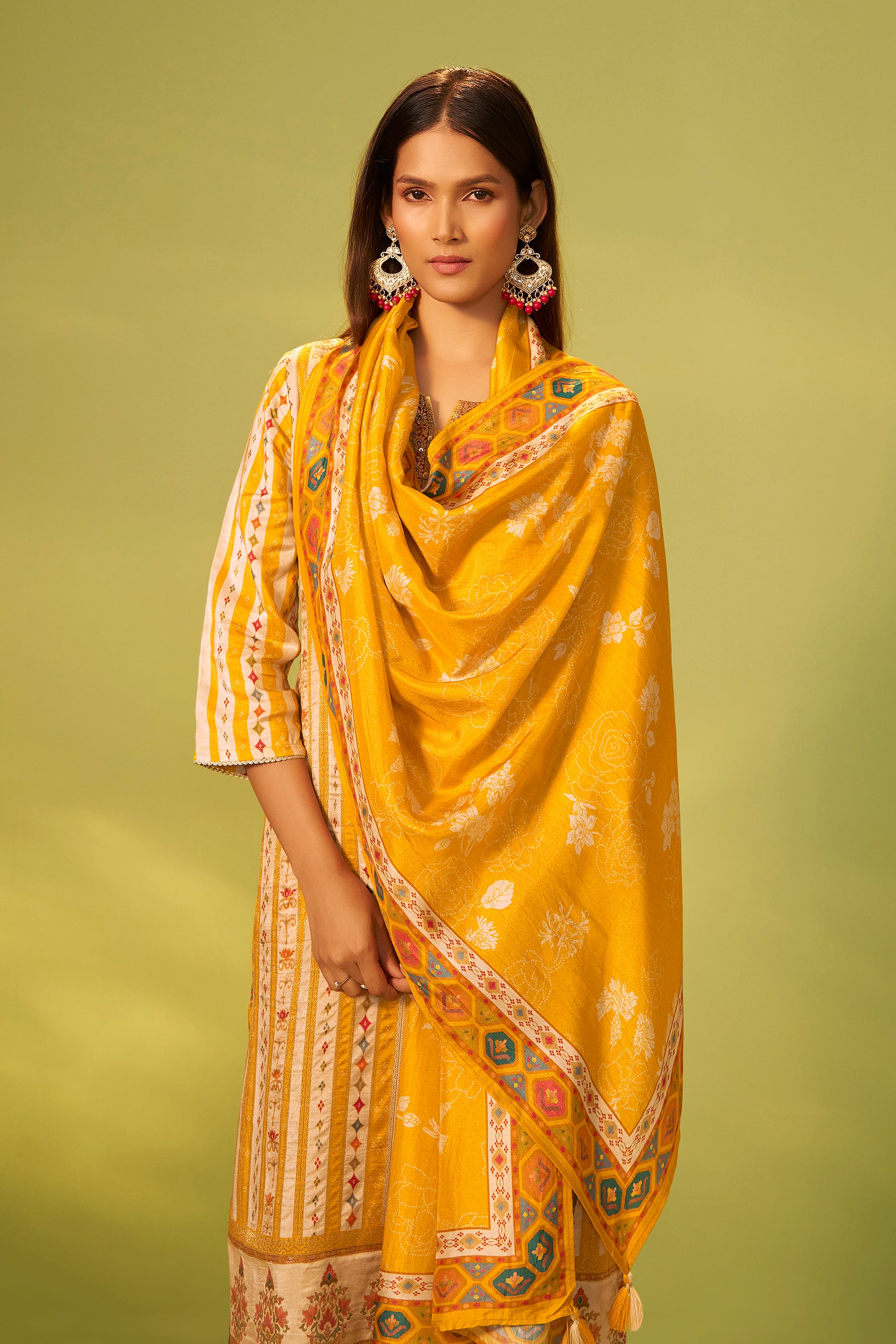 Russian Silk with Position Print Kurta Set