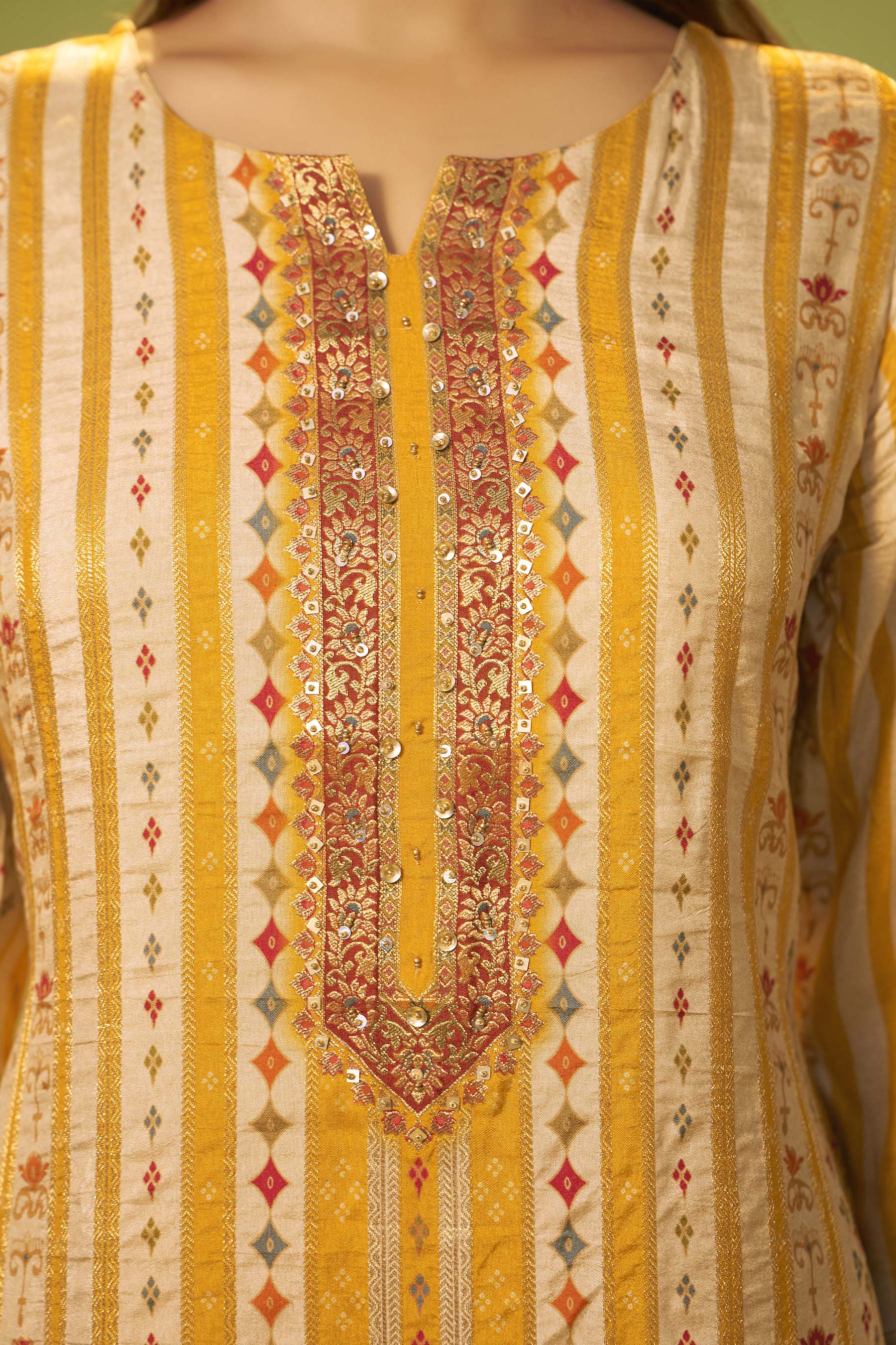 Russian Silk with Position Print Kurta Set
