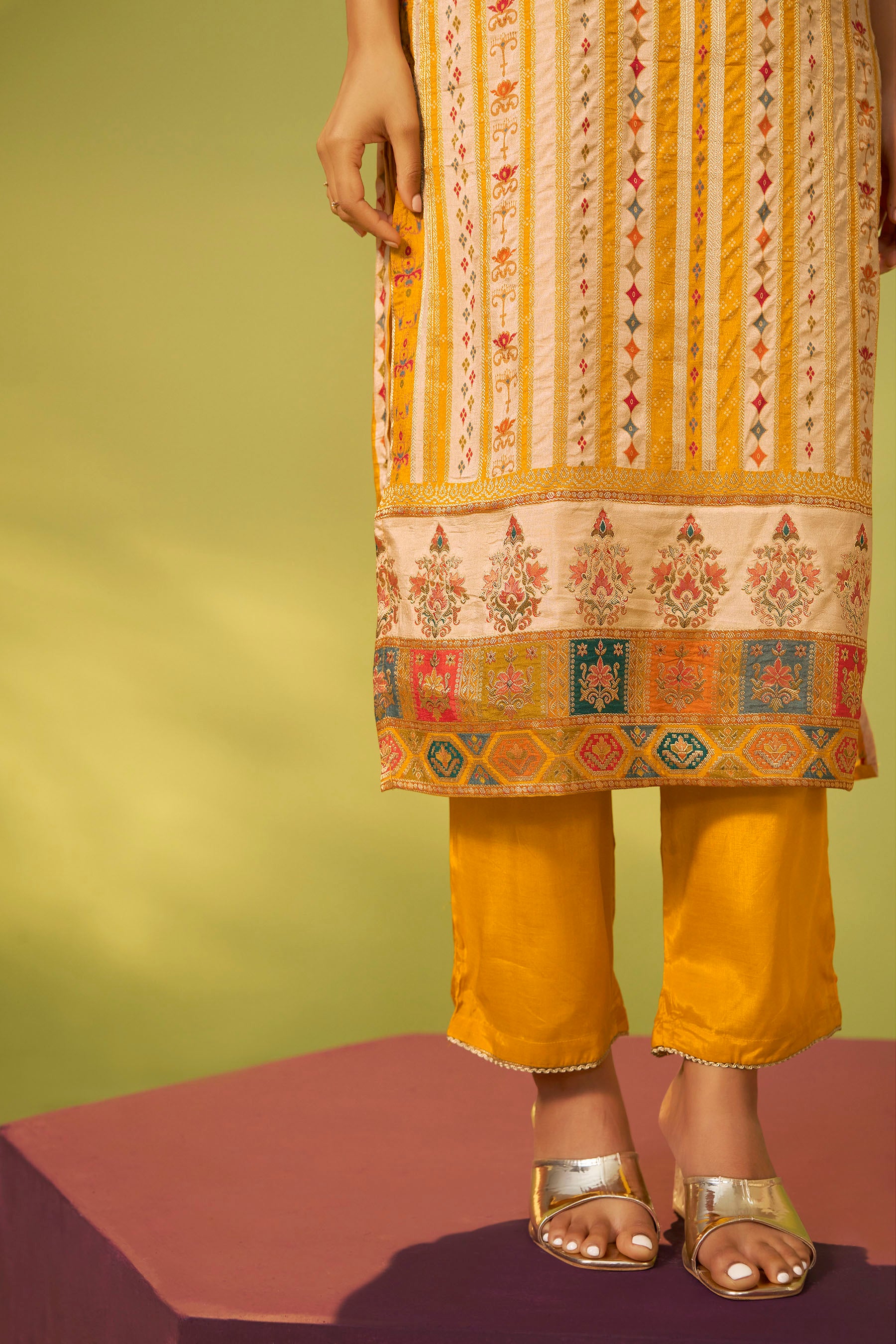 Russian Silk with Position Print Kurta Set