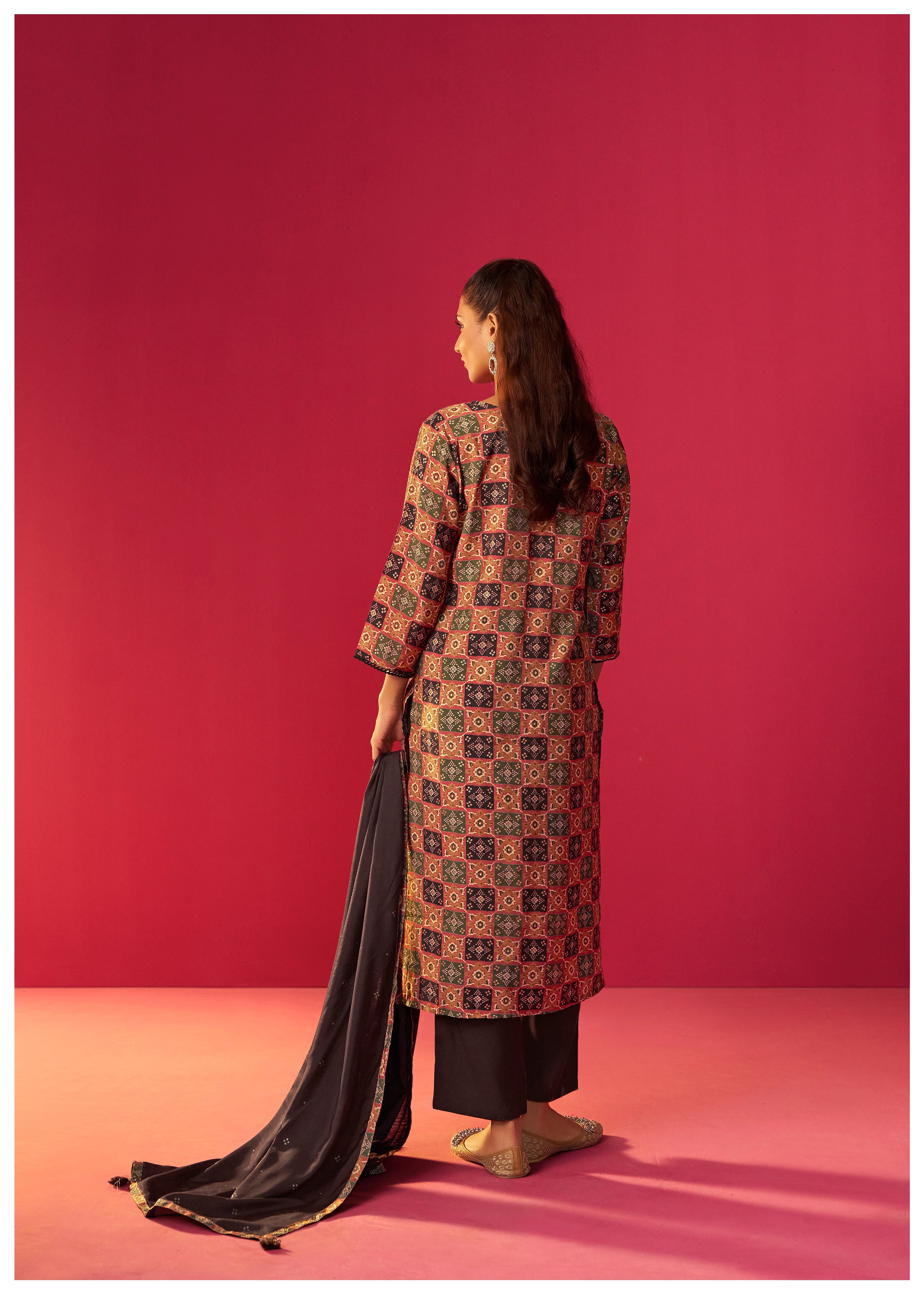 Embroidered Viscose Digital Print Kurta Set
