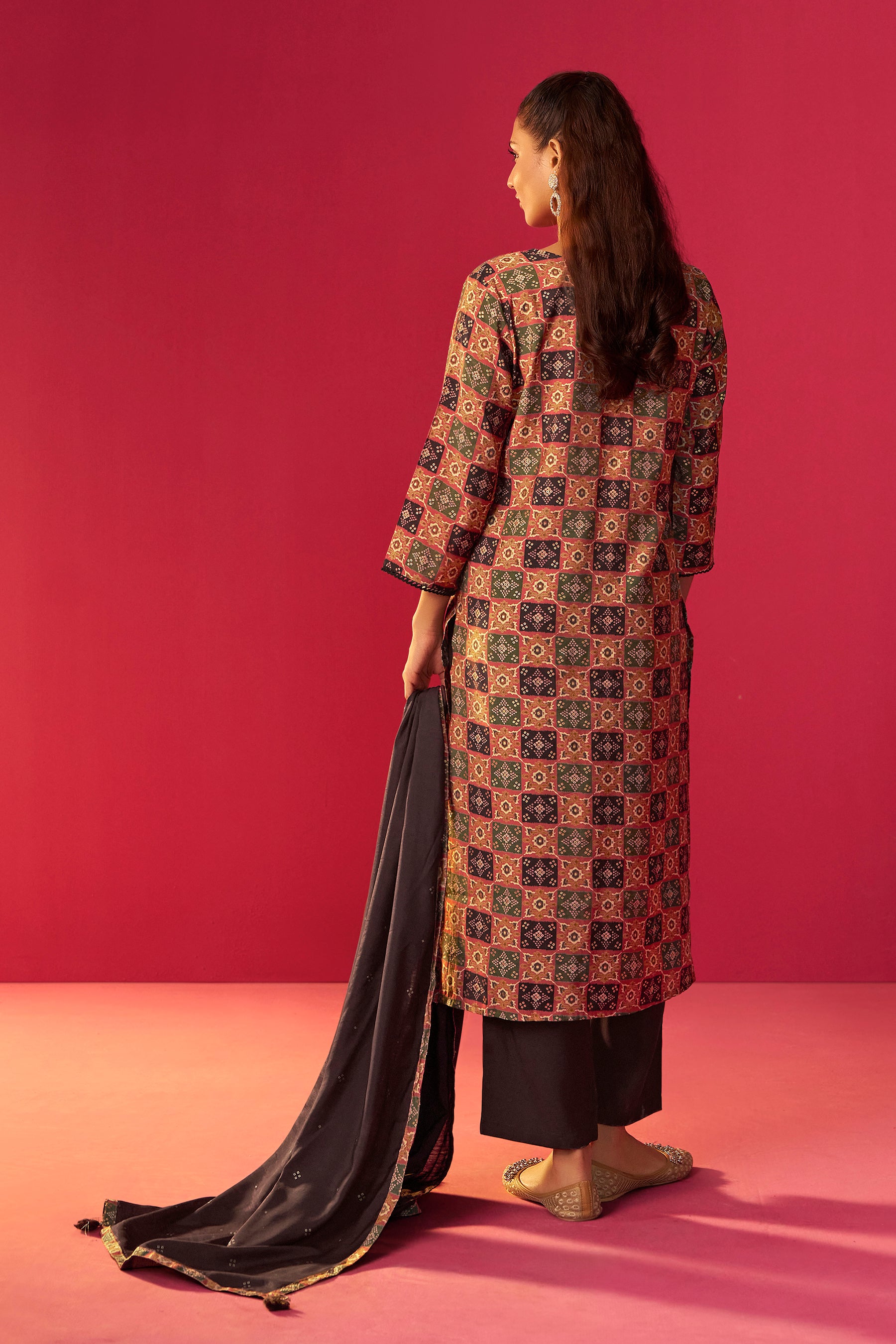Embroidered Viscose Digital Print Kurta Set