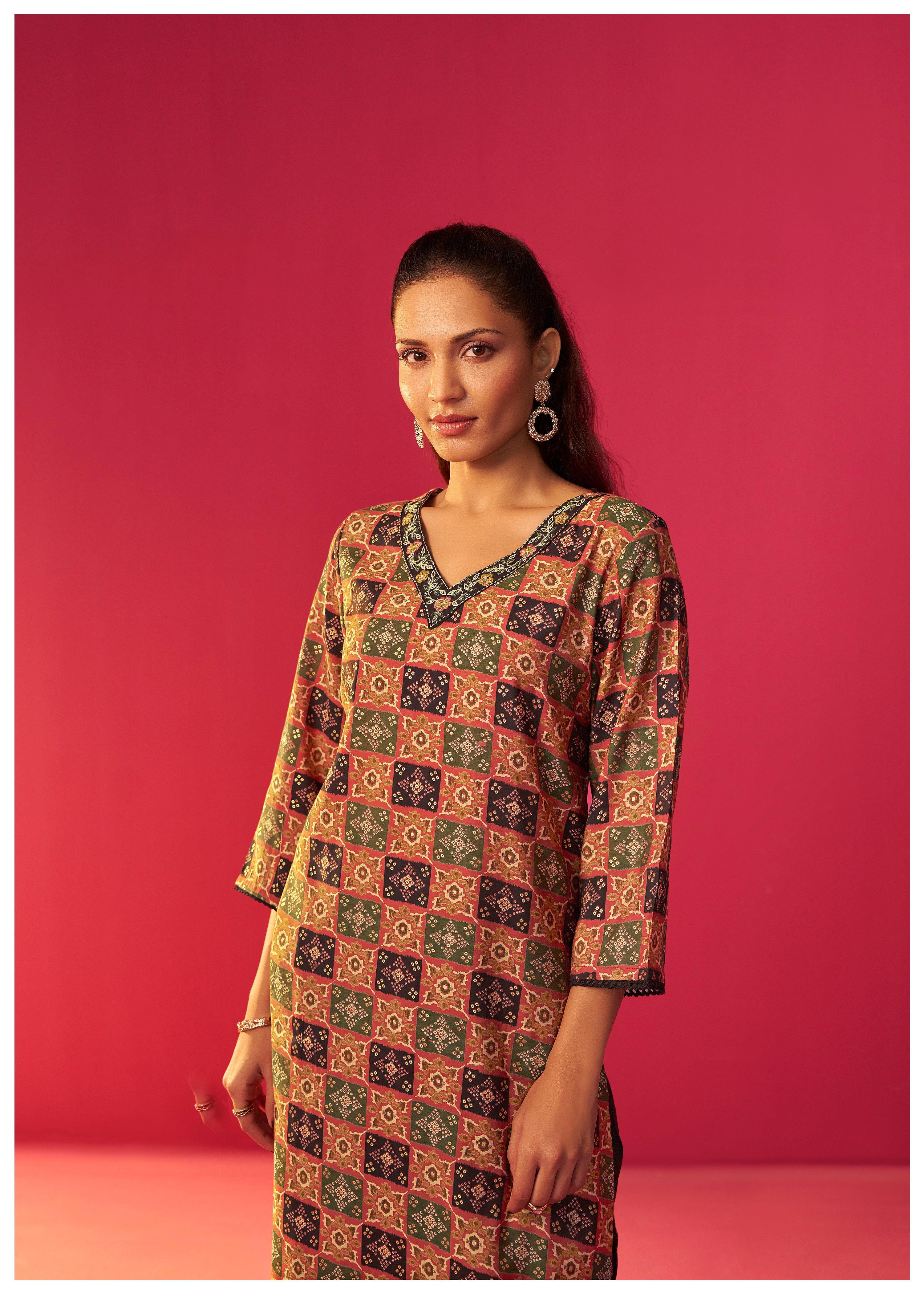 Embroidered Viscose Digital Print Kurta Set