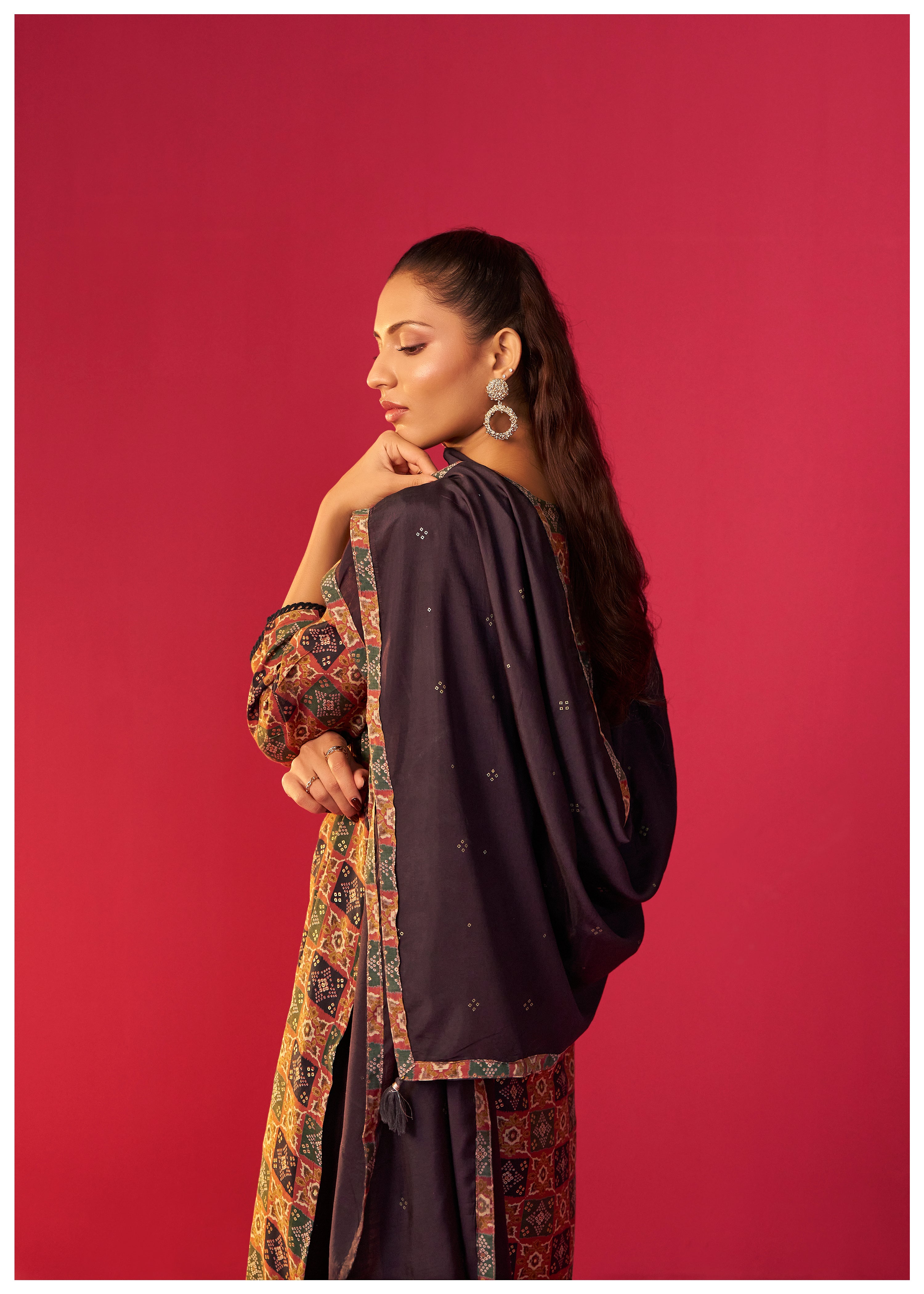 Embroidered Viscose Digital Print Kurta Set