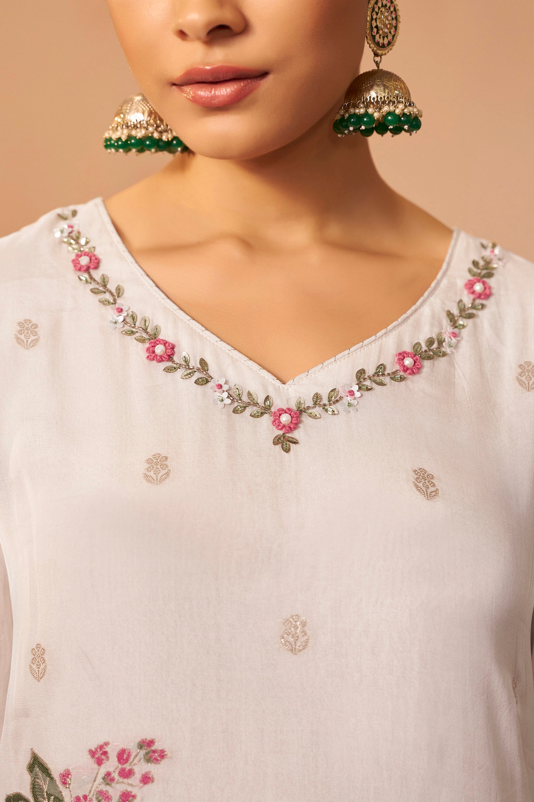 Organza Kurta Set – Cream