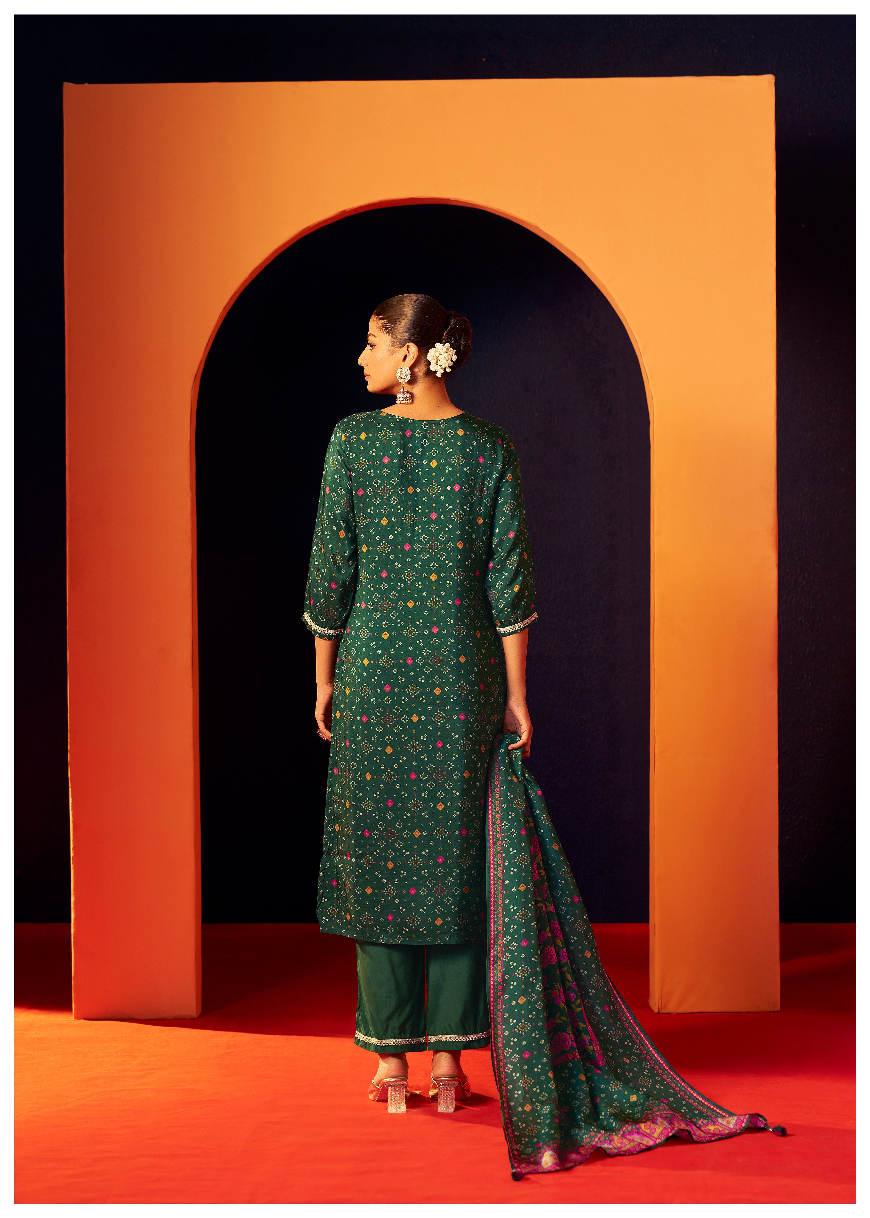 Position Print Russian Silk Kurta Set