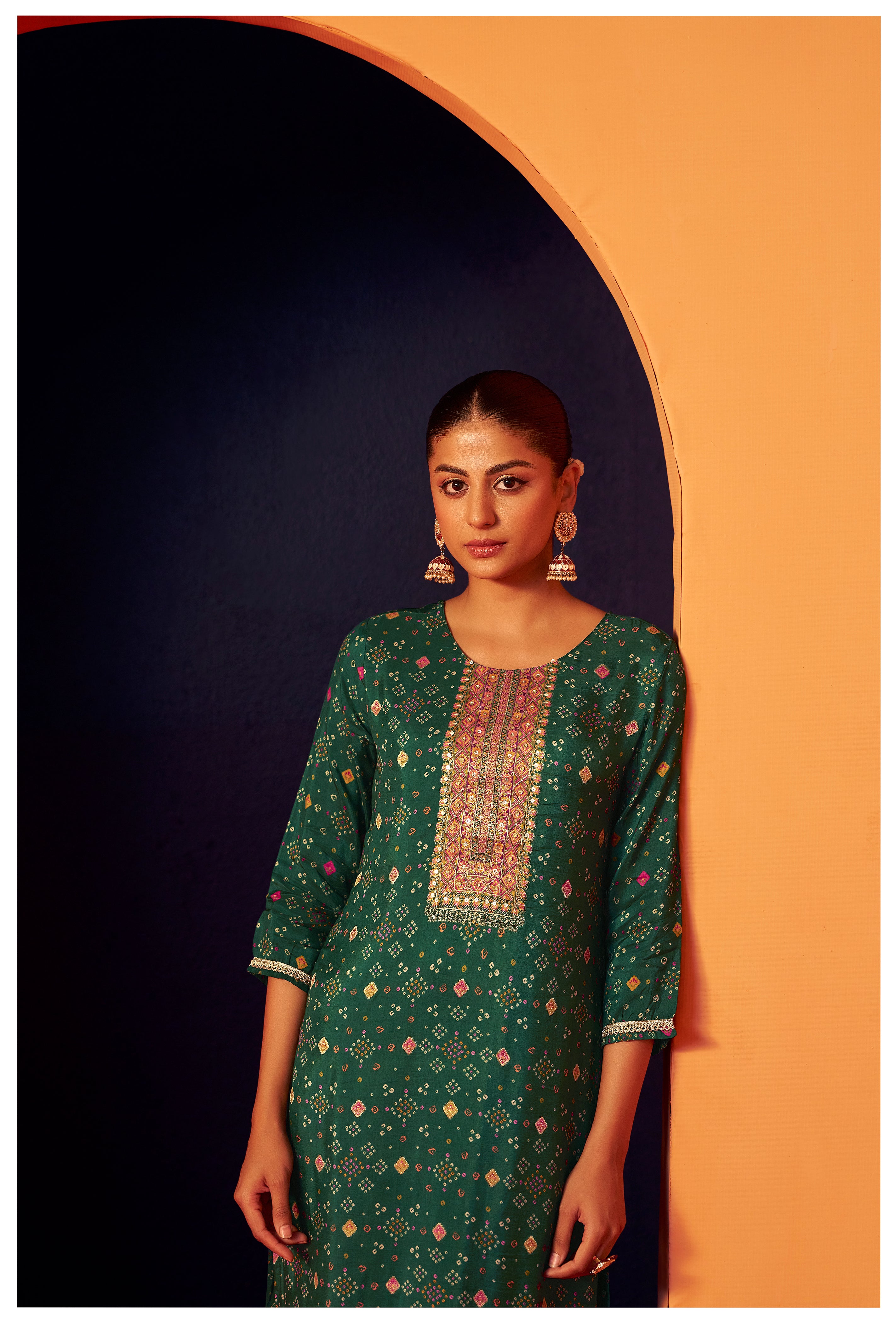 Position Print Russian Silk Kurta Set