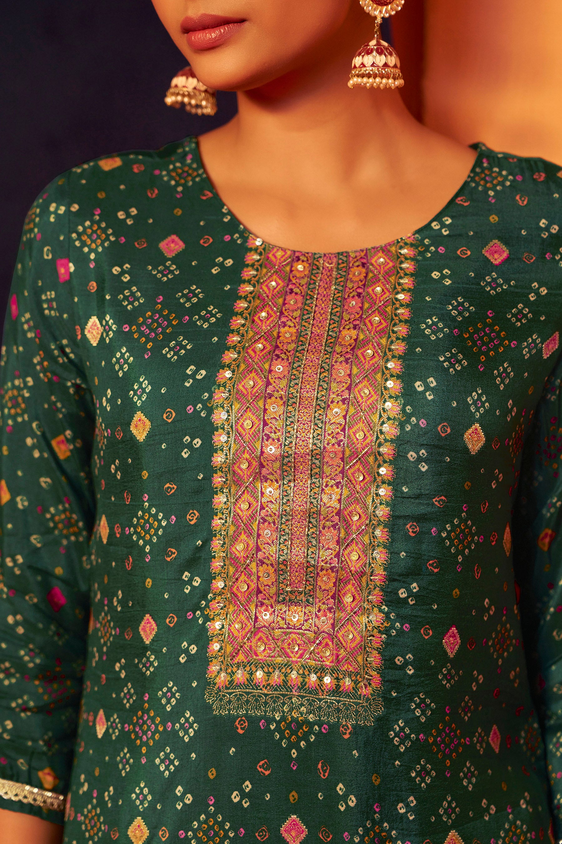 Position Print Russian Silk Kurta 3-Piece Set