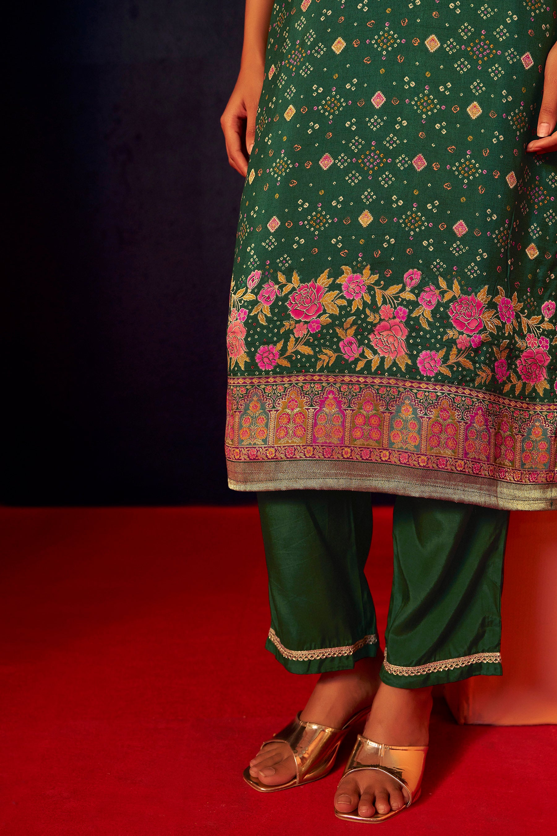 Position Print Russian Silk Kurta 3-Piece Set