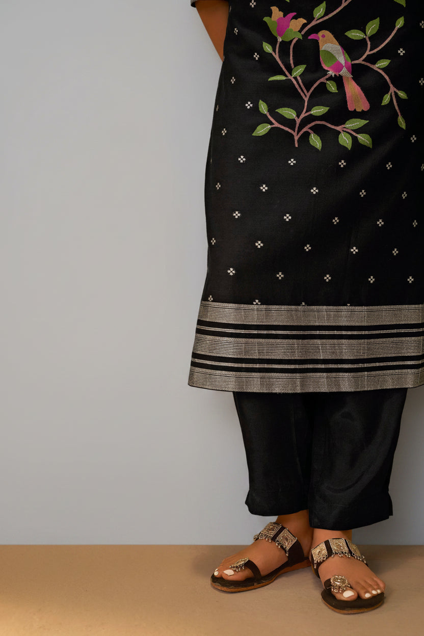 Chanderi Jacquard Set – Black