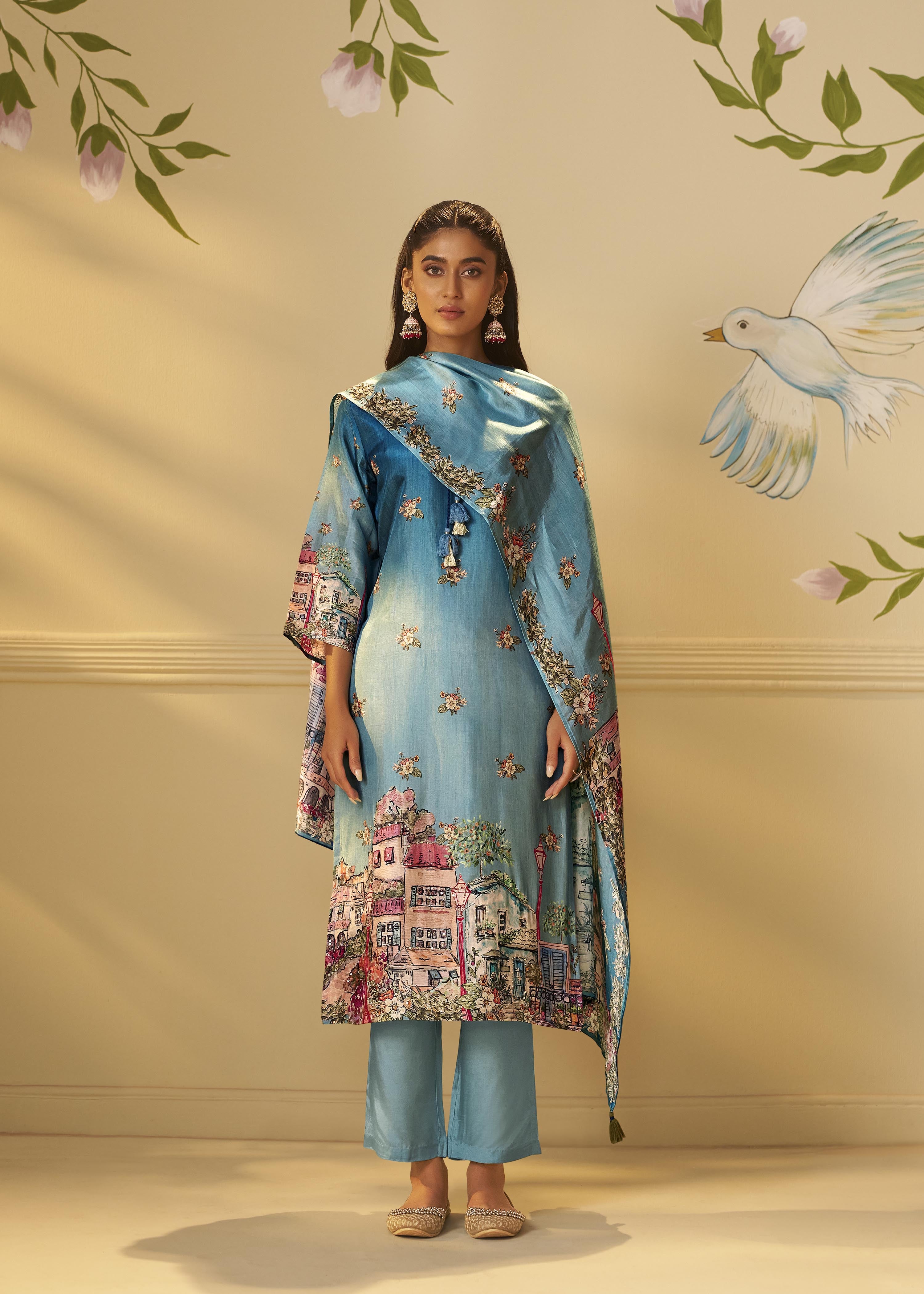 Azure Dola Shaded Digital Kurta Set