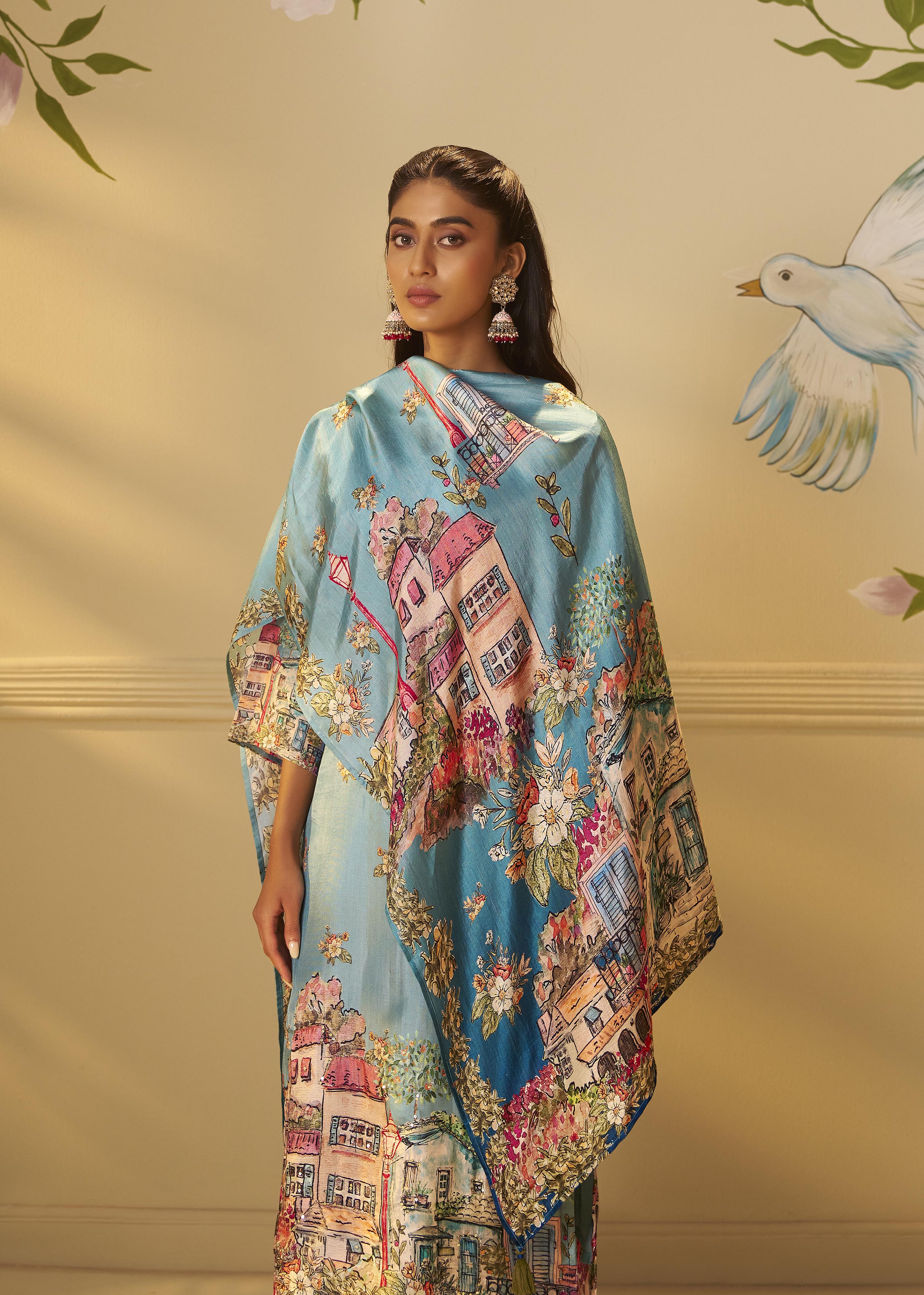 Azure Dola Shaded Digital Kurta Set