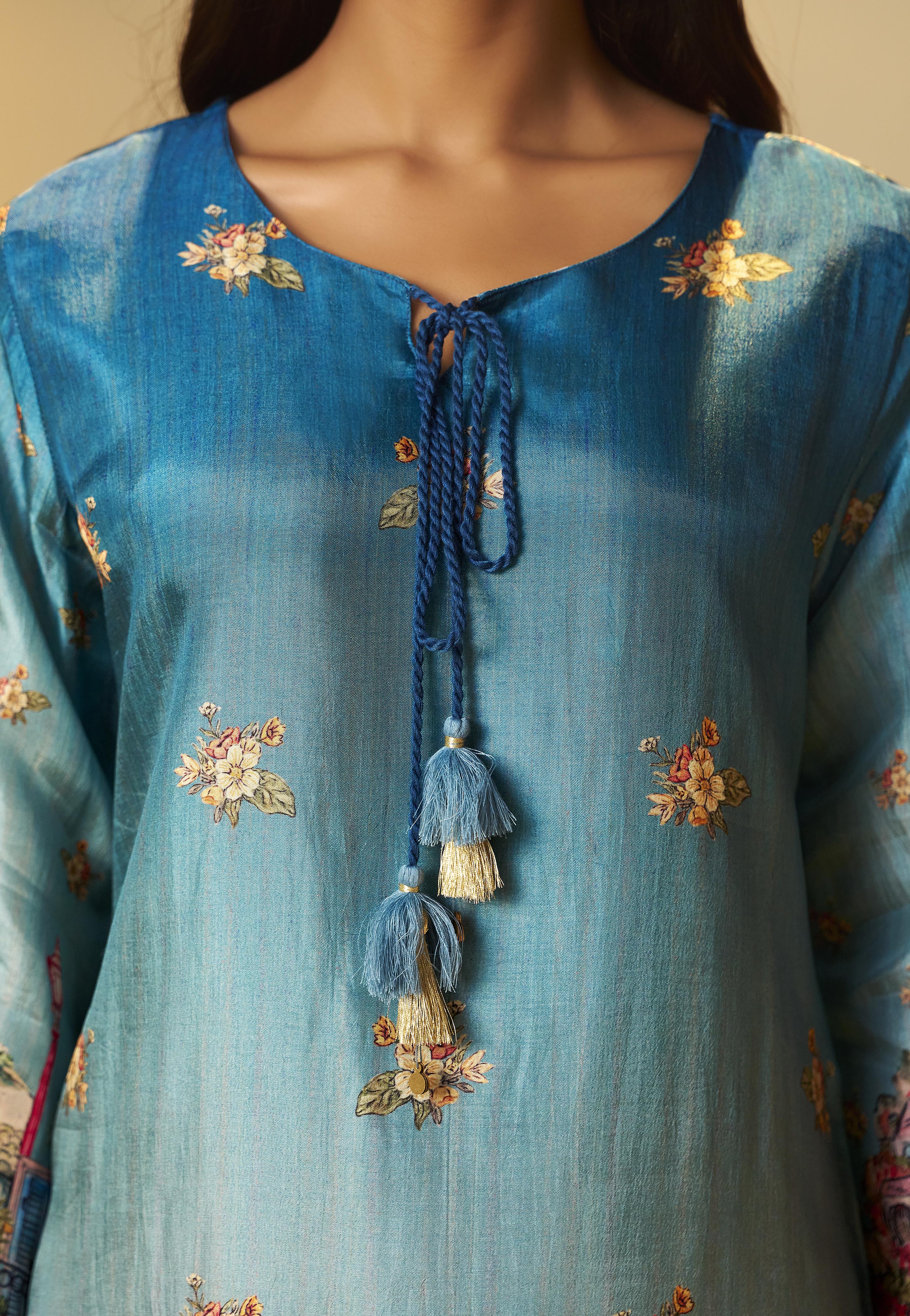 Azure Dola Shaded Digital Kurta Set