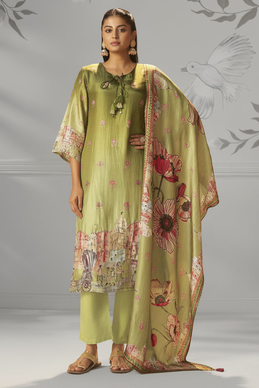 Meadow Green Dola Digital Kurta Set