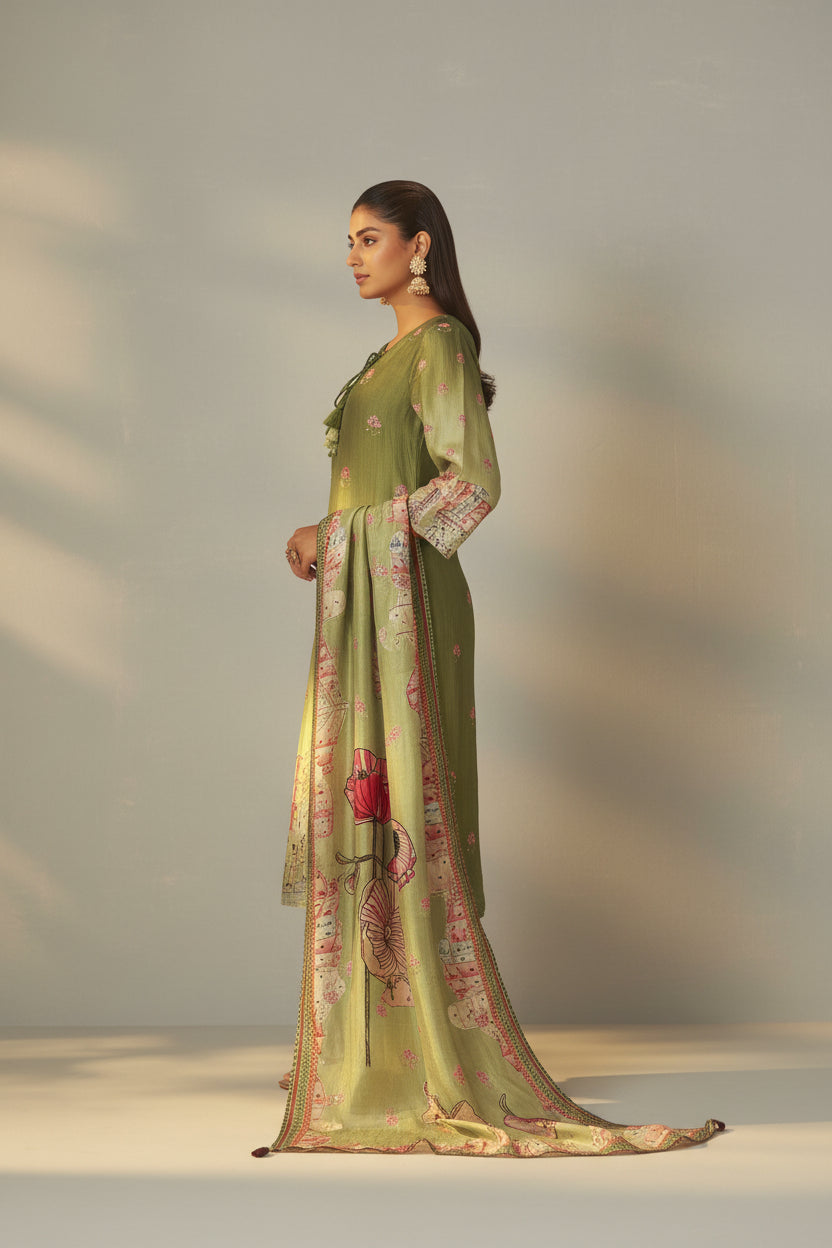 Meadow Green Dola Digital Kurta Set