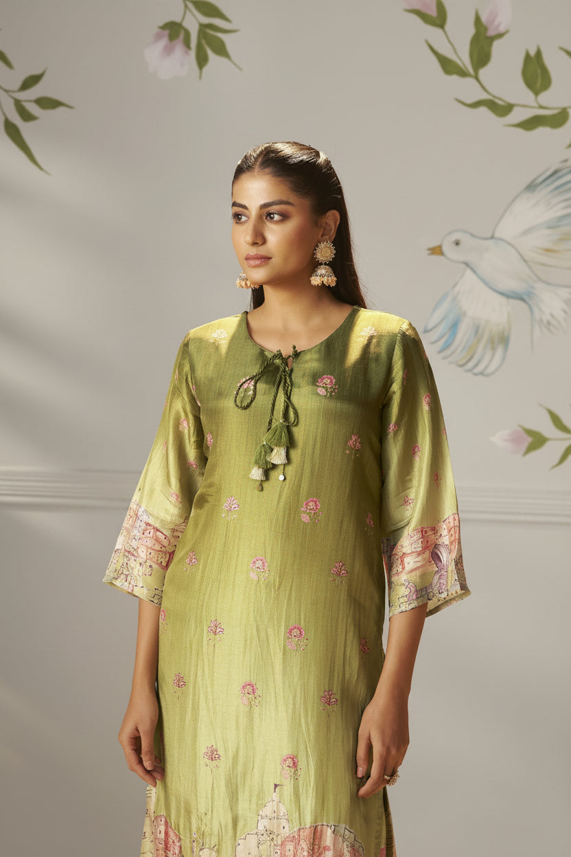 Meadow Green Dola Digital Kurta Set