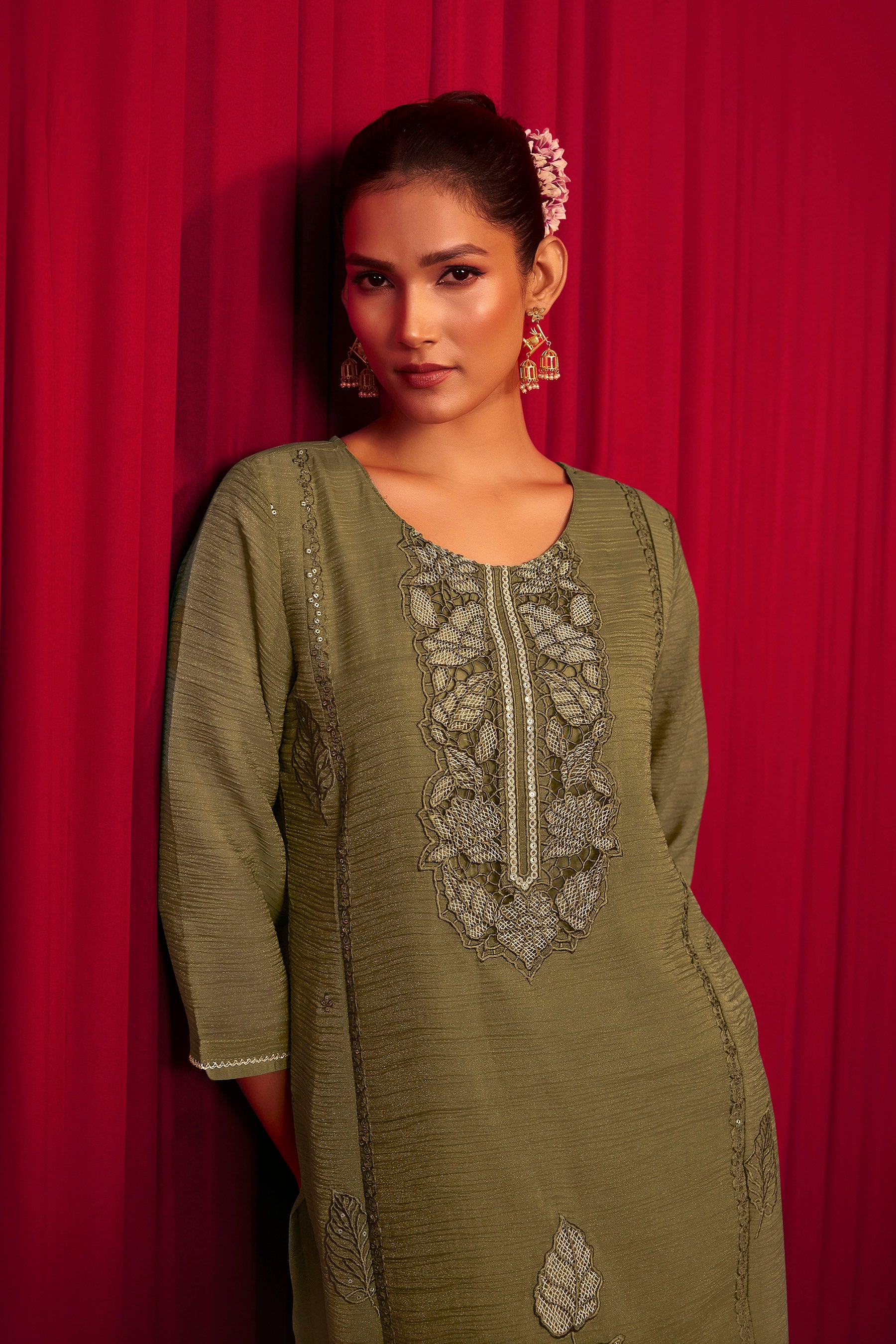 Crush Organza Border Embroidery Set