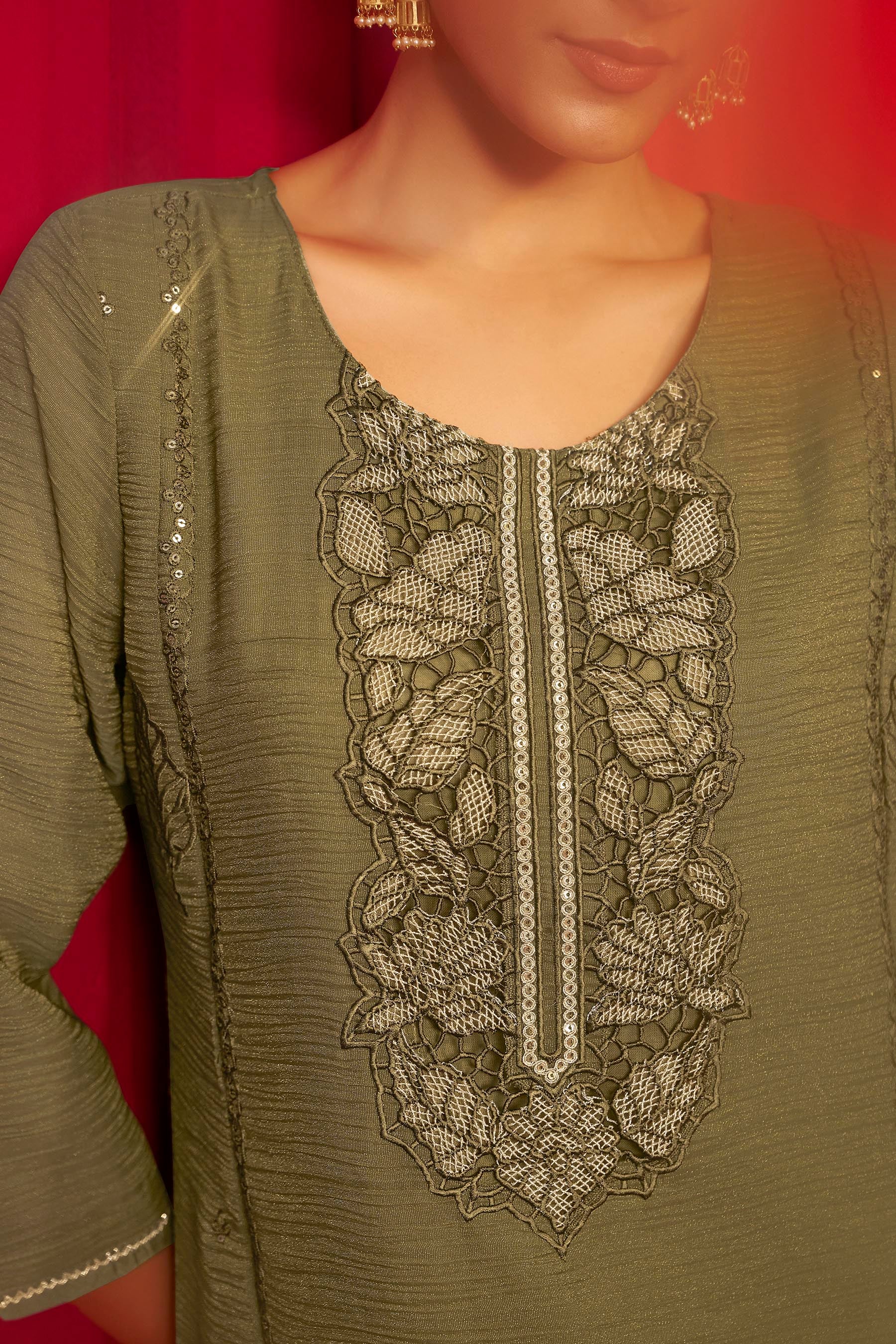 Crush Organza Border Embroidery Set