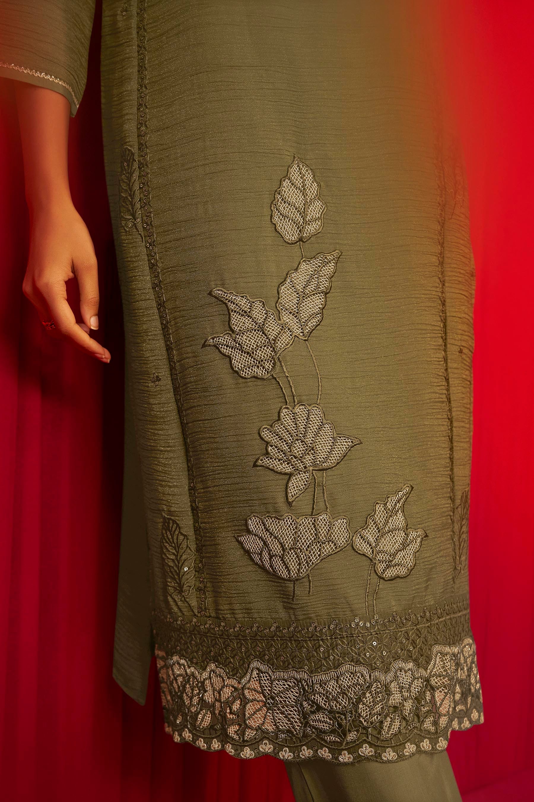 Crush Organza Border Embroidery Set