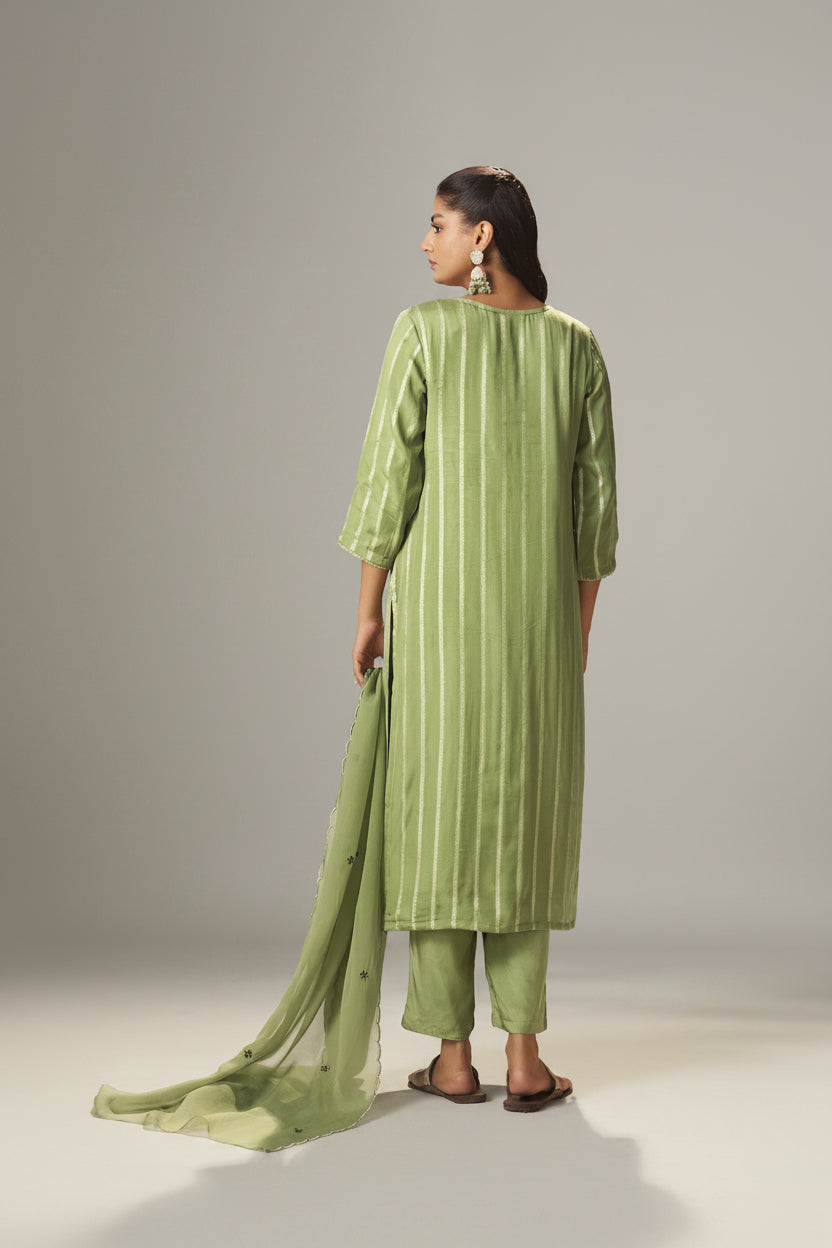 Emerald Organza Jacquard Embroidered Set