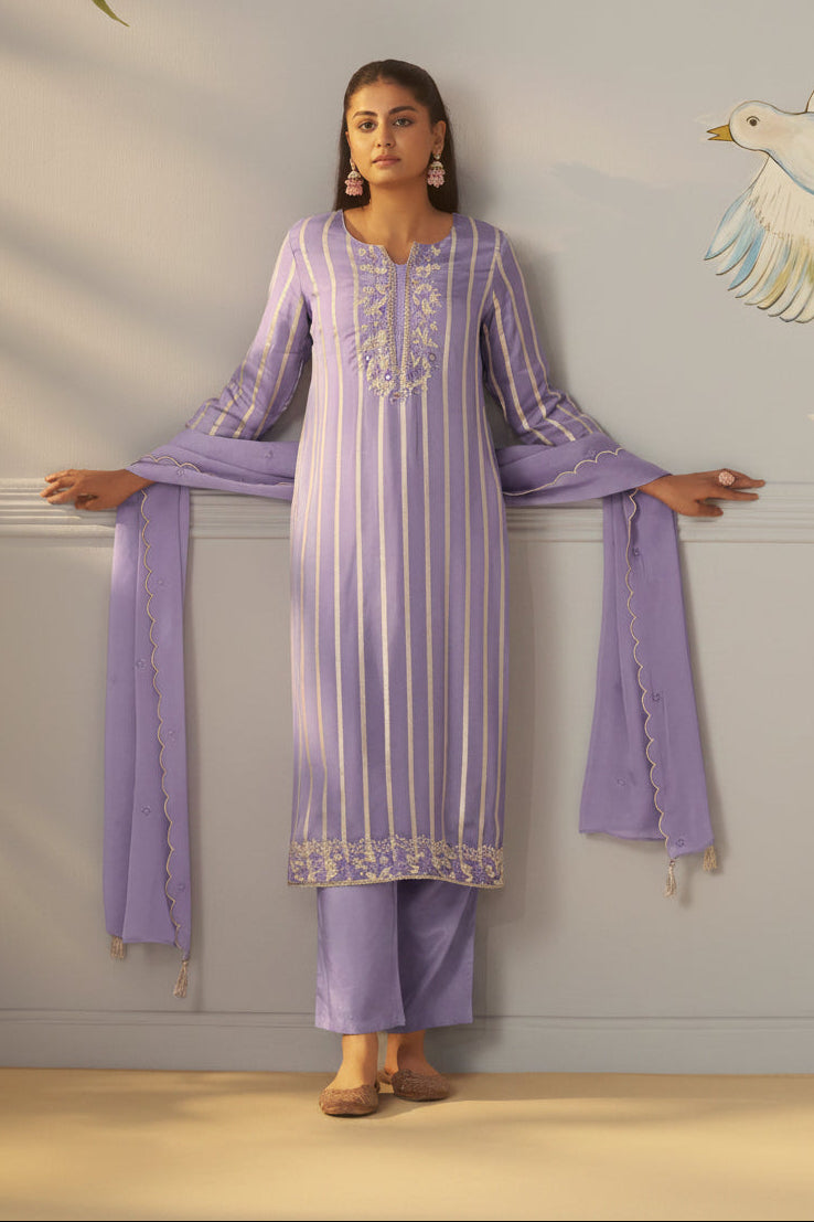 Lavender Aura Organza Festive Kurta Set