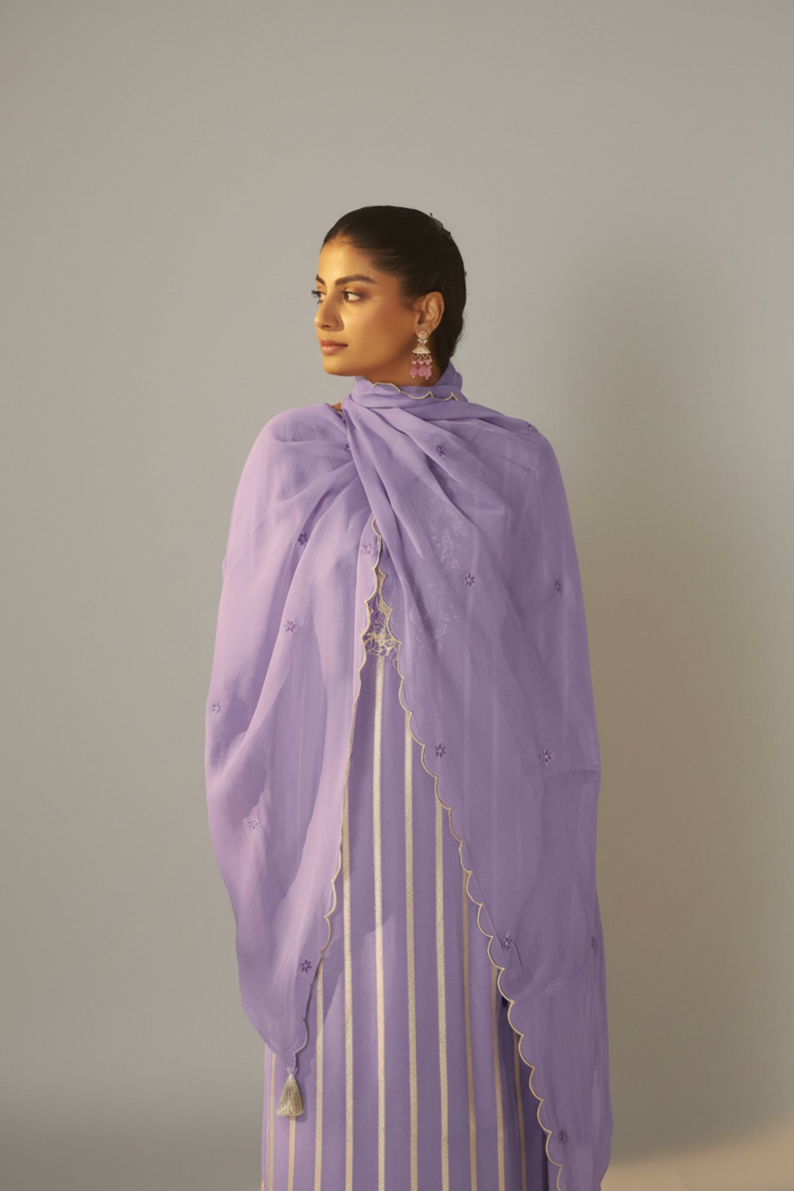 Lavender Aura Organza Festive Kurta Set