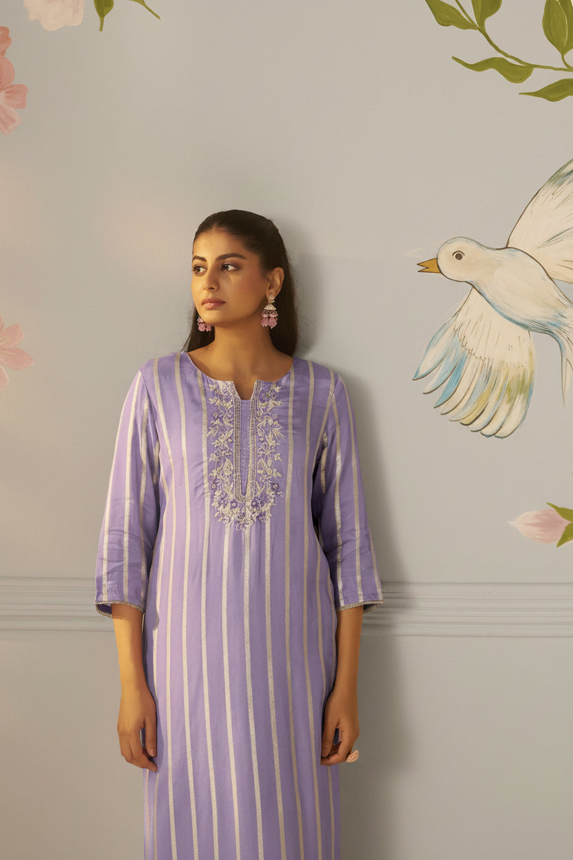 Lavender Aura Organza Festive Kurta Set