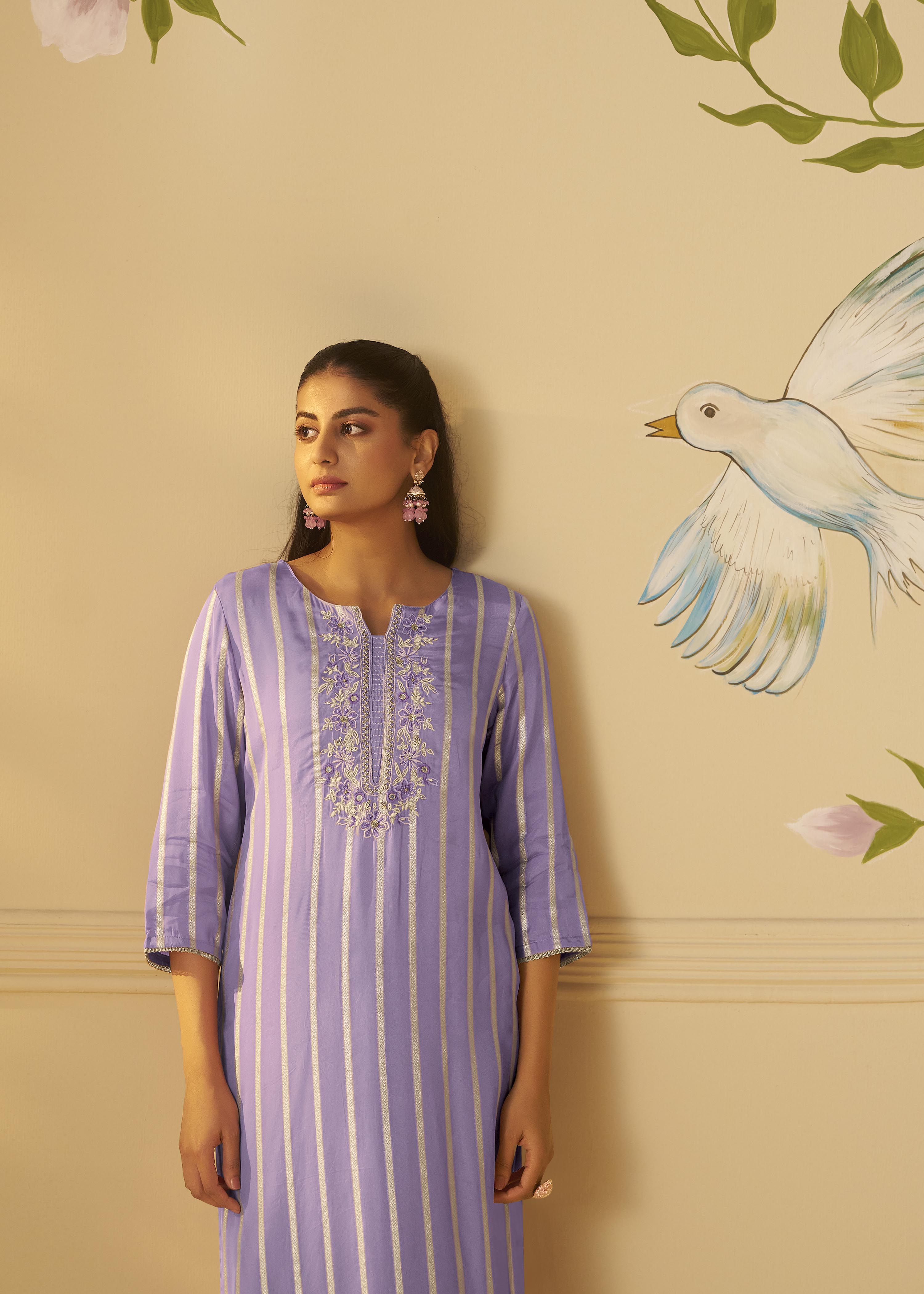 Lavender Aura Organza Festive Kurta Set