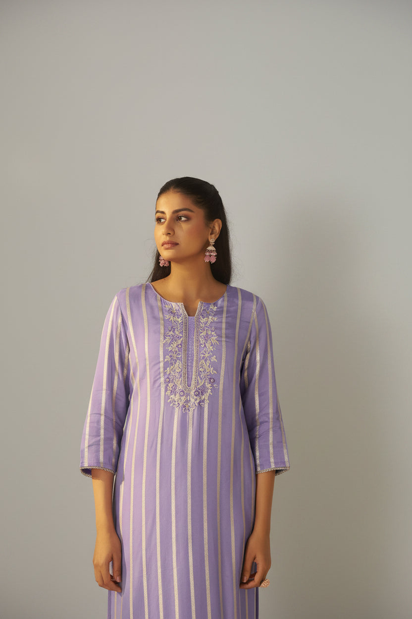 Lavender Aura Organza Festive Kurta Set