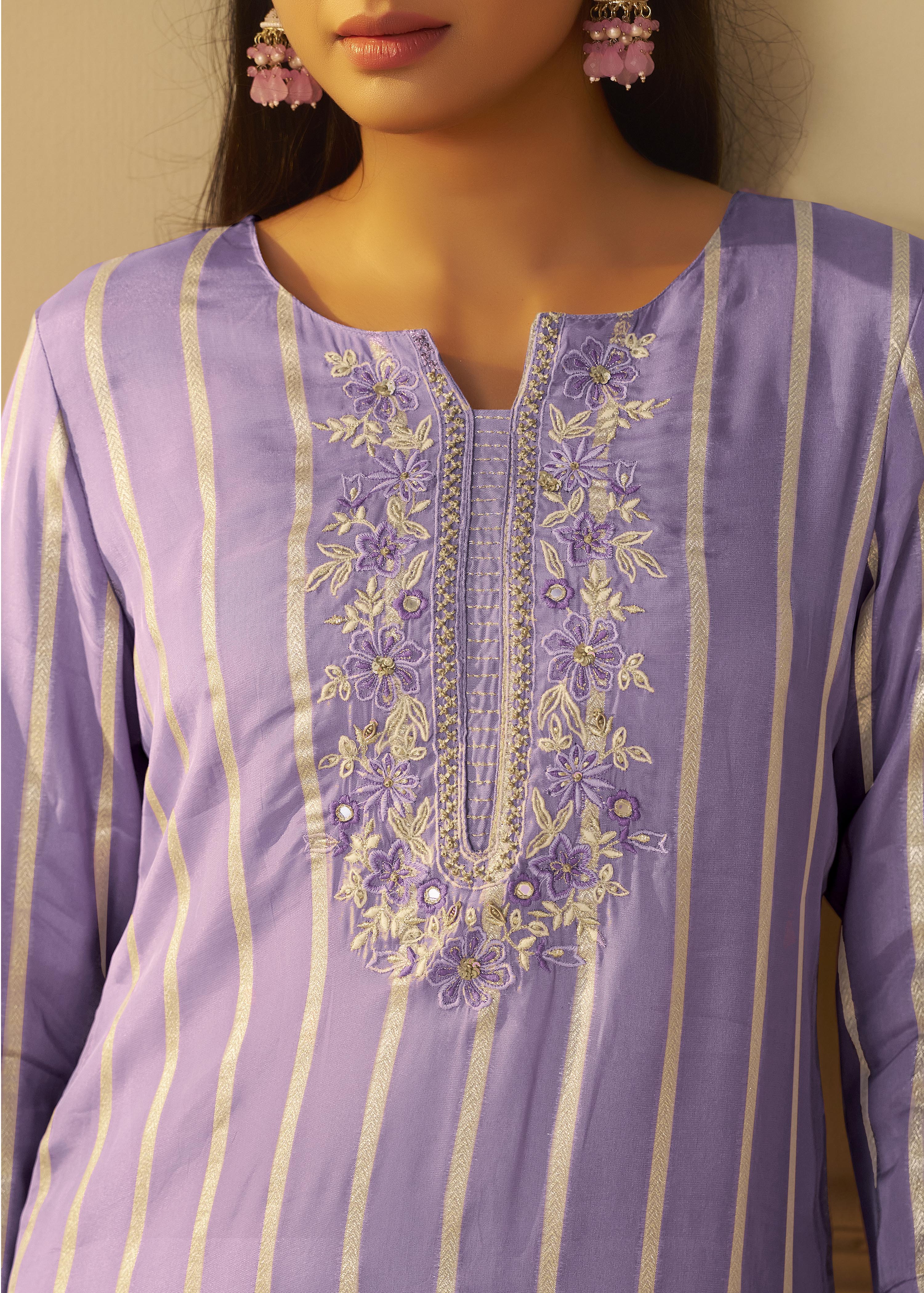 Lavender Aura Organza Festive Kurta Set