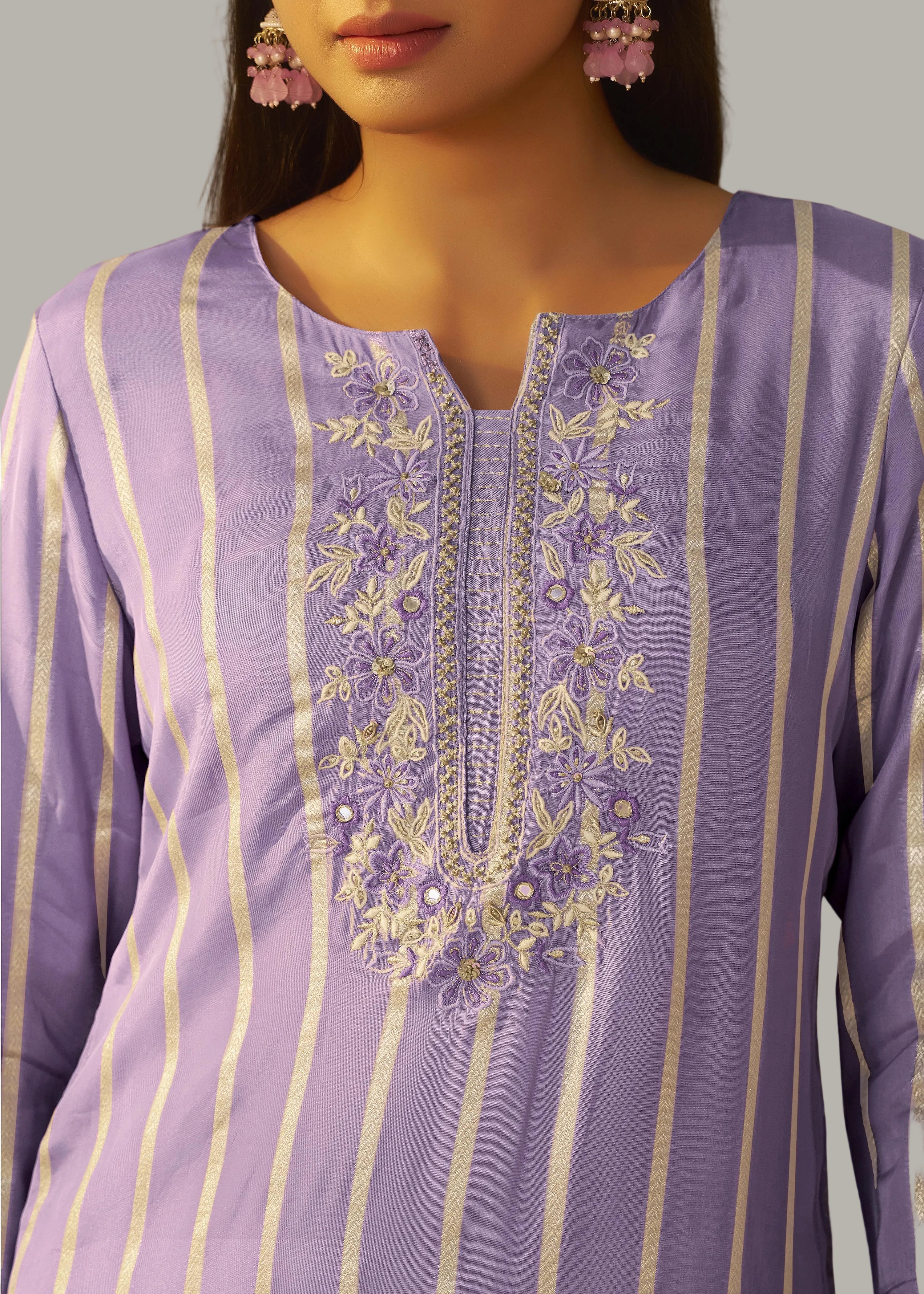 Lavender Aura Organza Festive Kurta Set