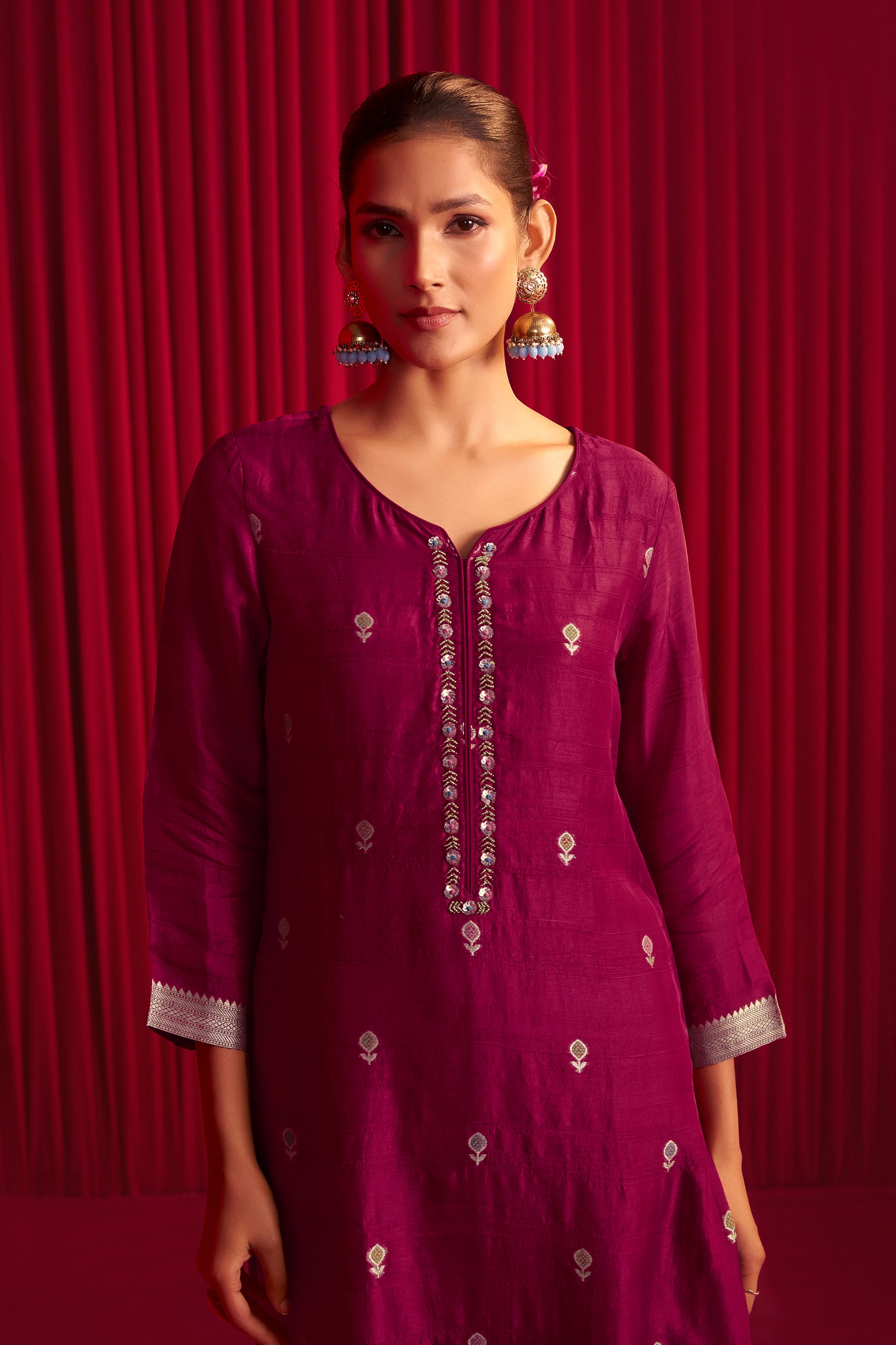 Bhagalpuri Silk Jacquard Set (Handwork)