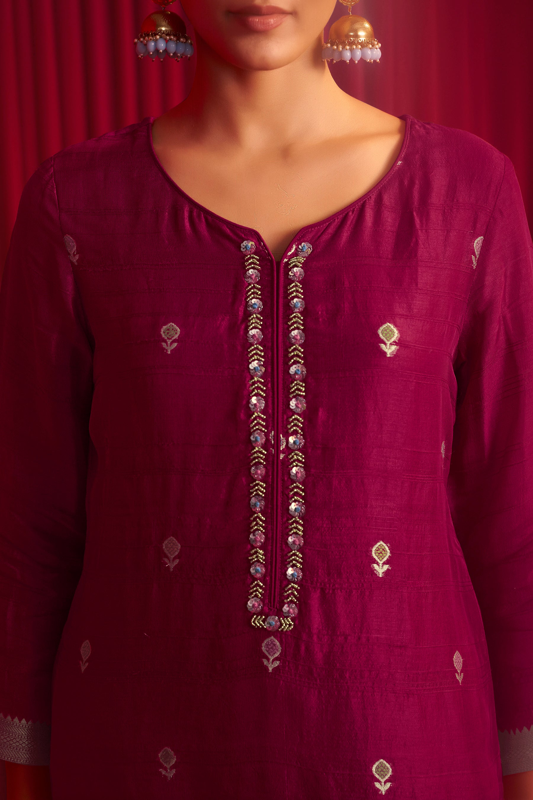 Bhagalpuri Silk Jacquard Set (Handwork)