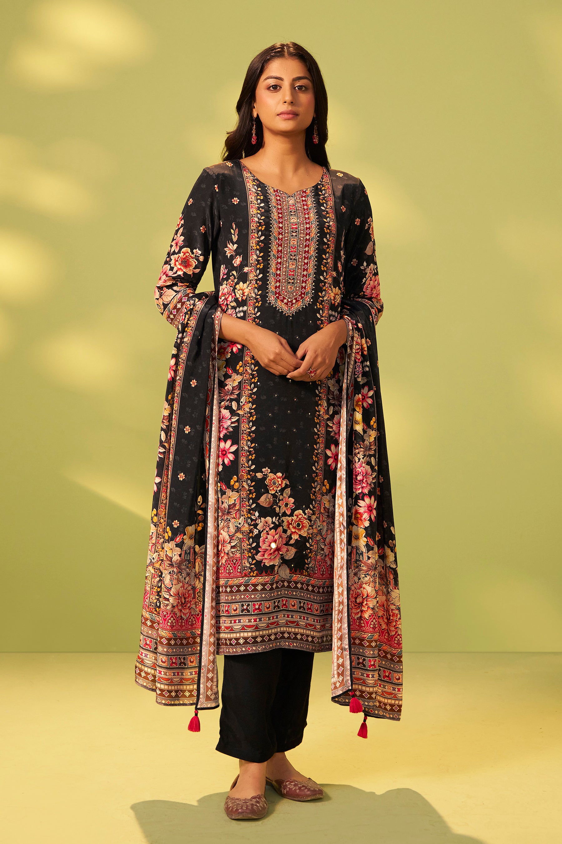 Digital Print Crepe Silk Kurta Set