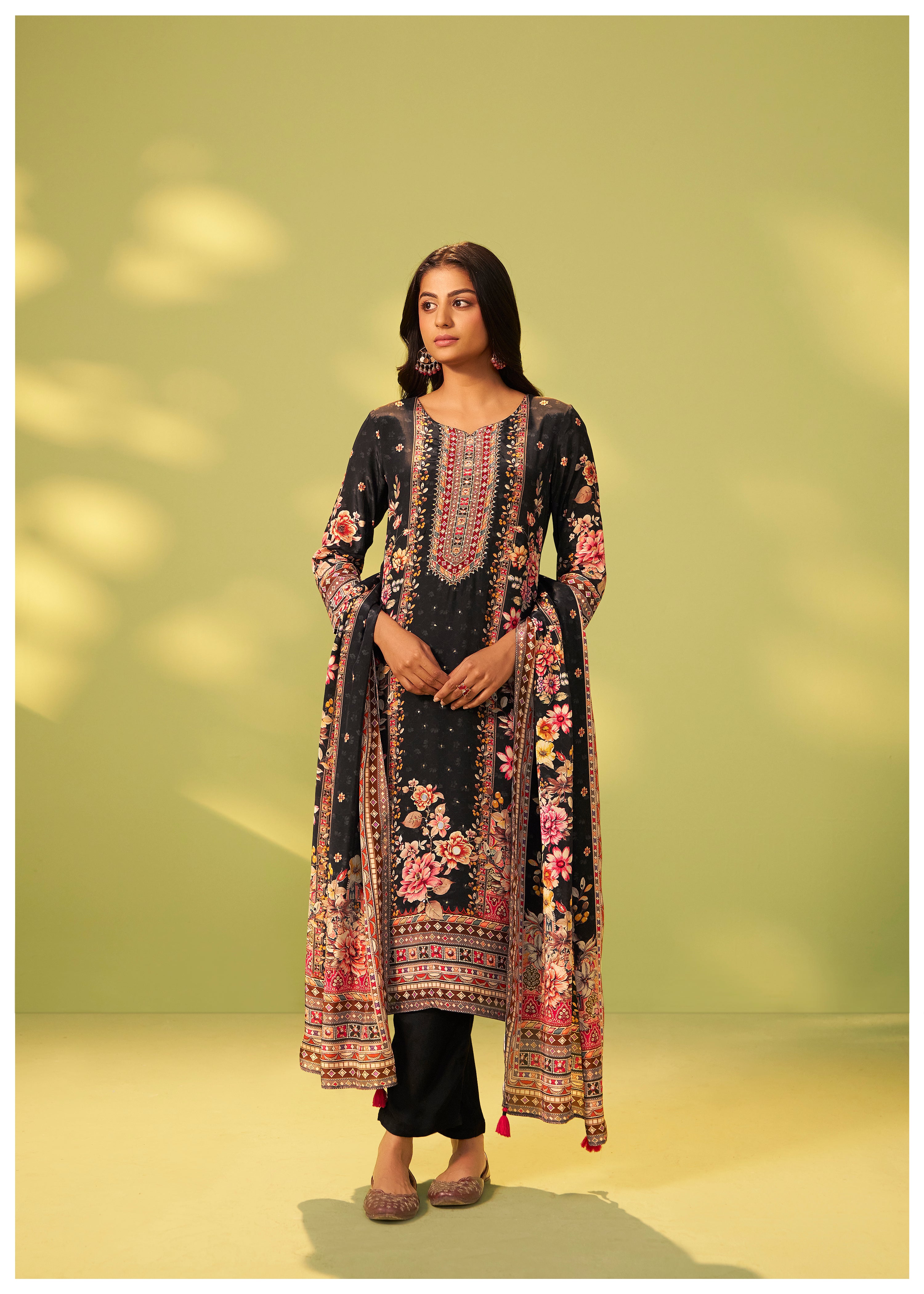 Digital Print Crepe Silk Kurta Set