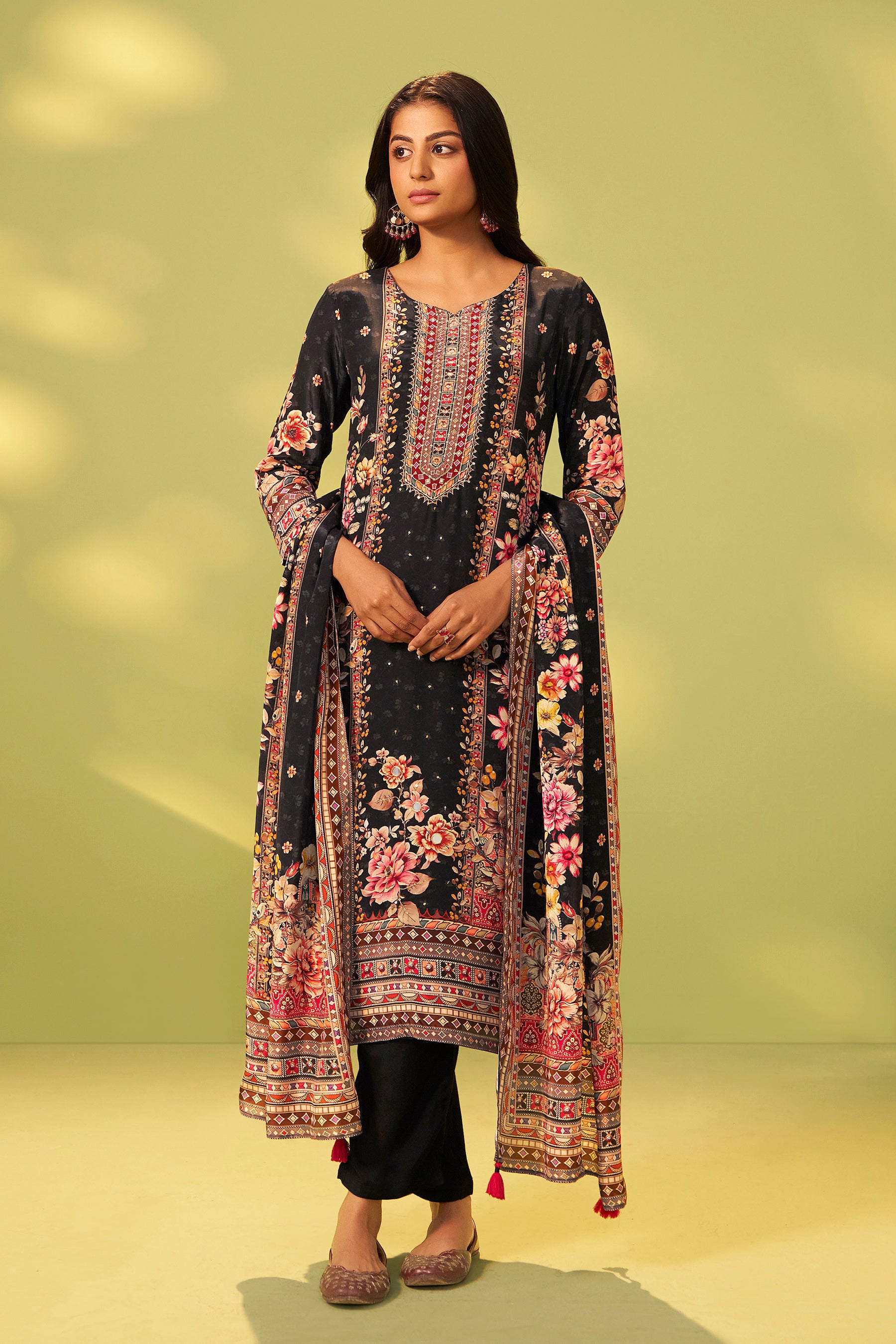 Digital Print Crepe Silk Kurta Set