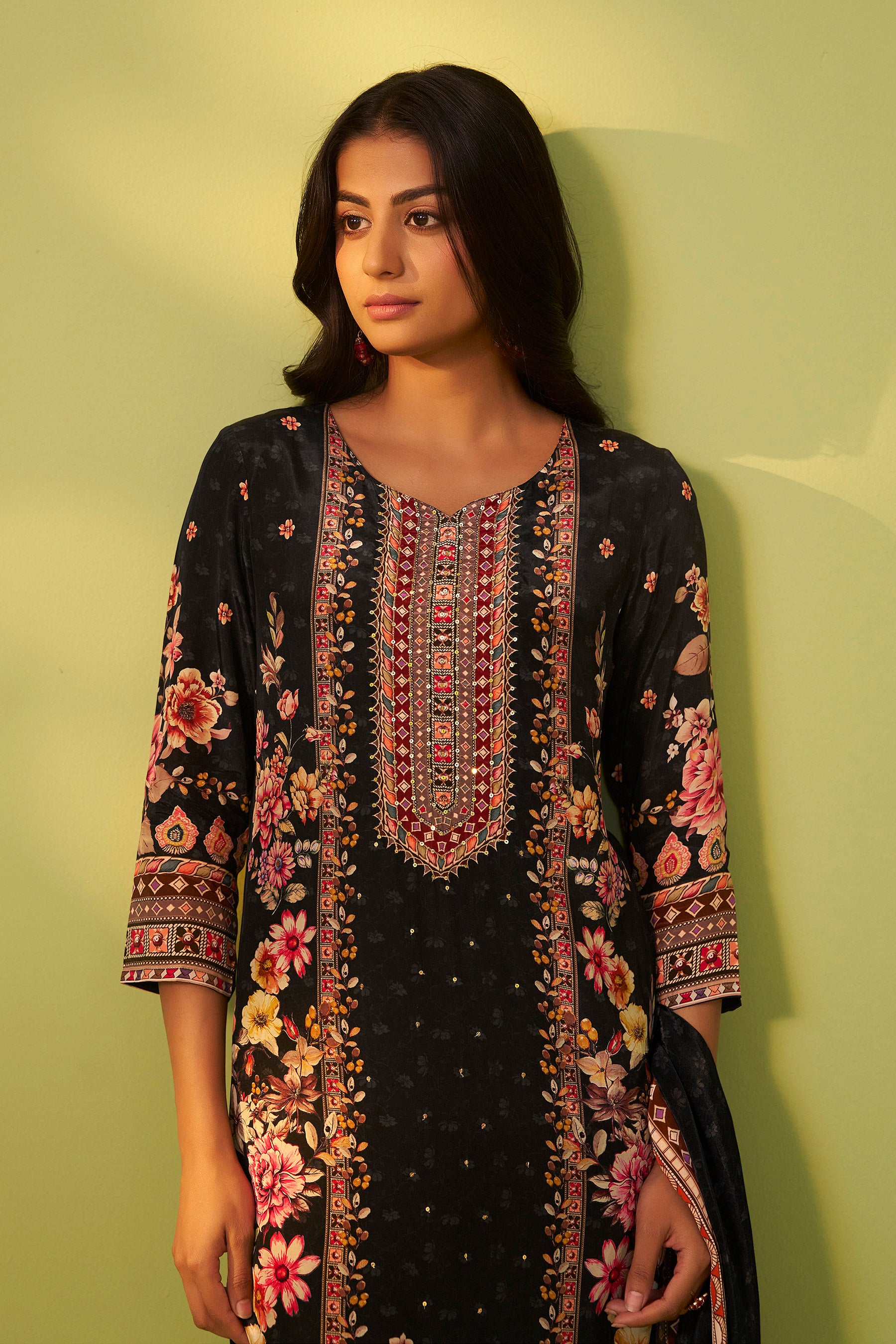 Digital Print Crepe Silk Kurta Set